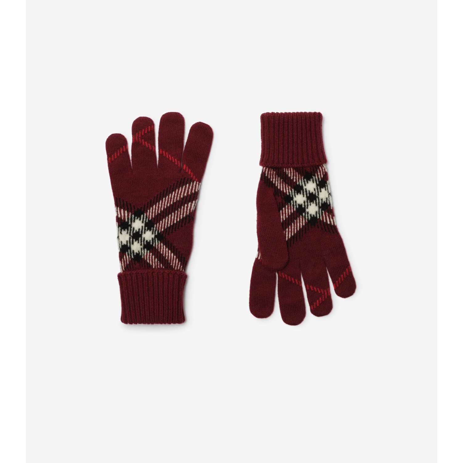 Check Cashmere Blend Gloves