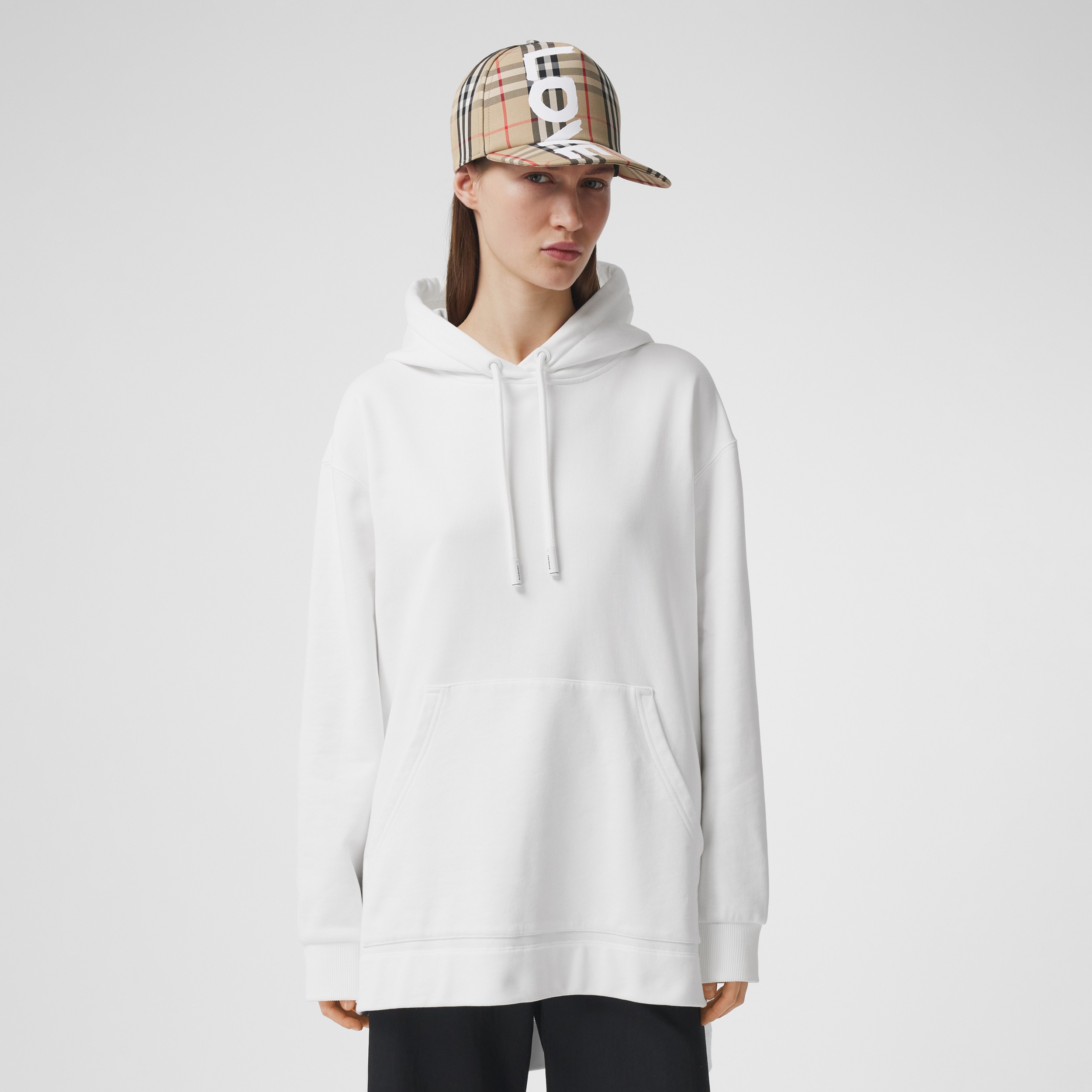 Coordinates Print Cotton Oversized Hoodie in White - Women | Burberry ...
