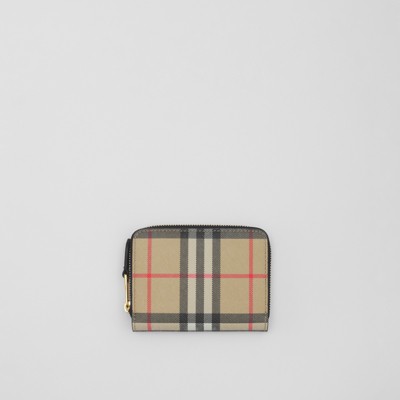 Vintage Check and Leather Zip Wallet in Archive Beige/black - Women |  Burberry® Official