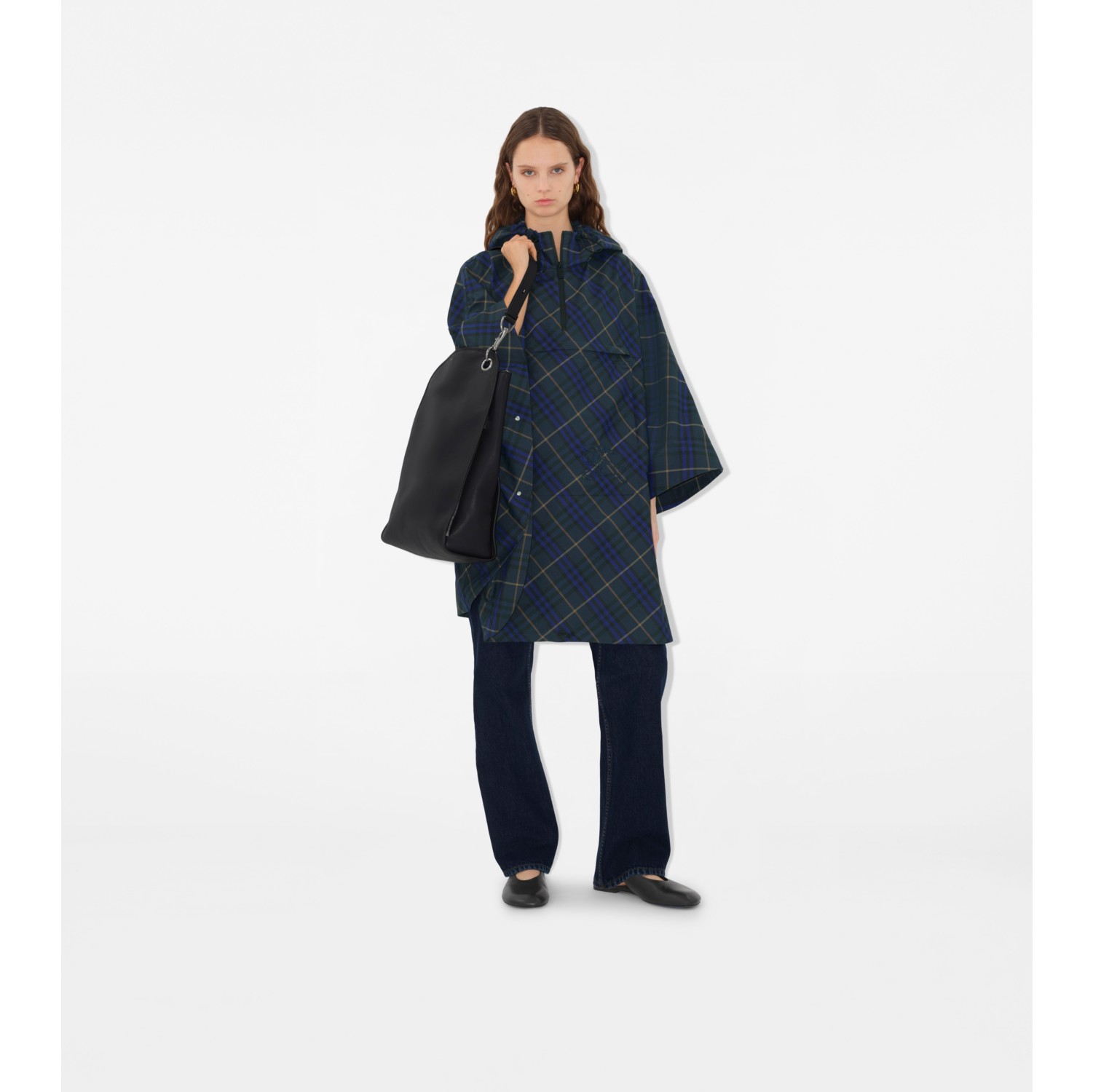 Packbares Twill-Cape in Check