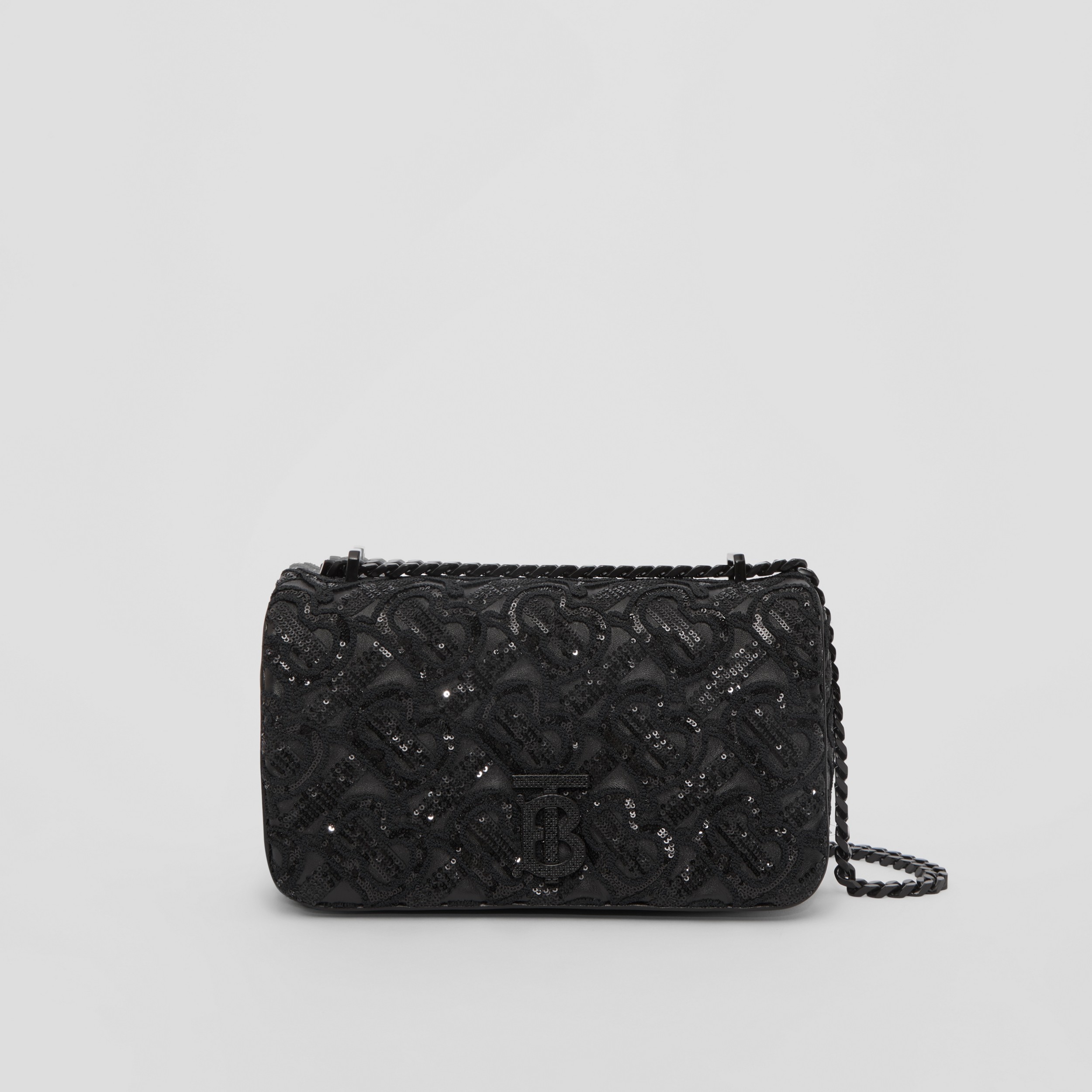 Sequinned Monogram Leather Small Lola Bag in Black - Women | Burberry® Official - 1
