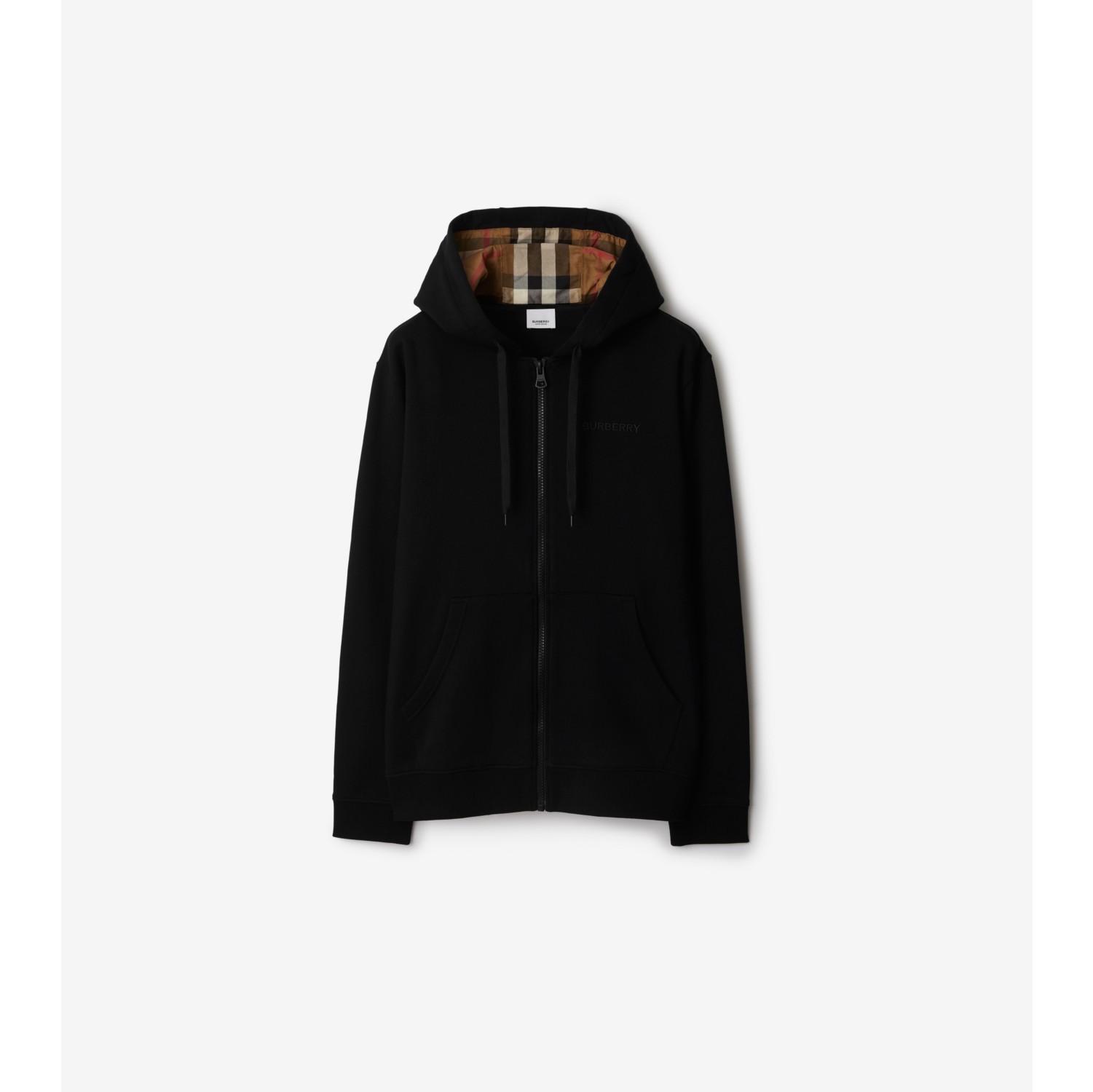 トップス BURBERRY BLACK LABEL stretch zip hoodie Burberry Cotton Blend Zip Hoodie Black Men's - US
