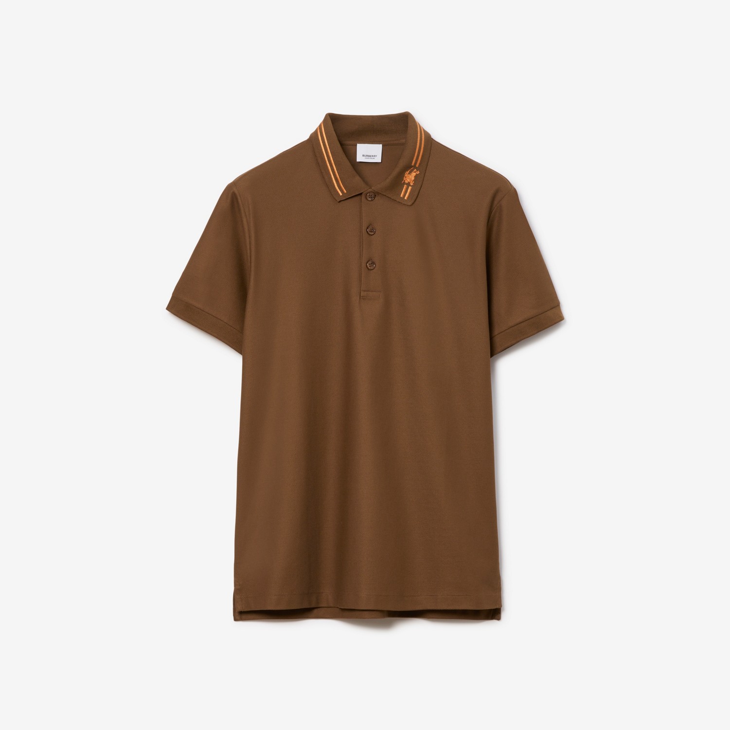 Camisa polo de algodão com monograma (Marrom Bétula Escuro) - Homens | Burberry® oficial