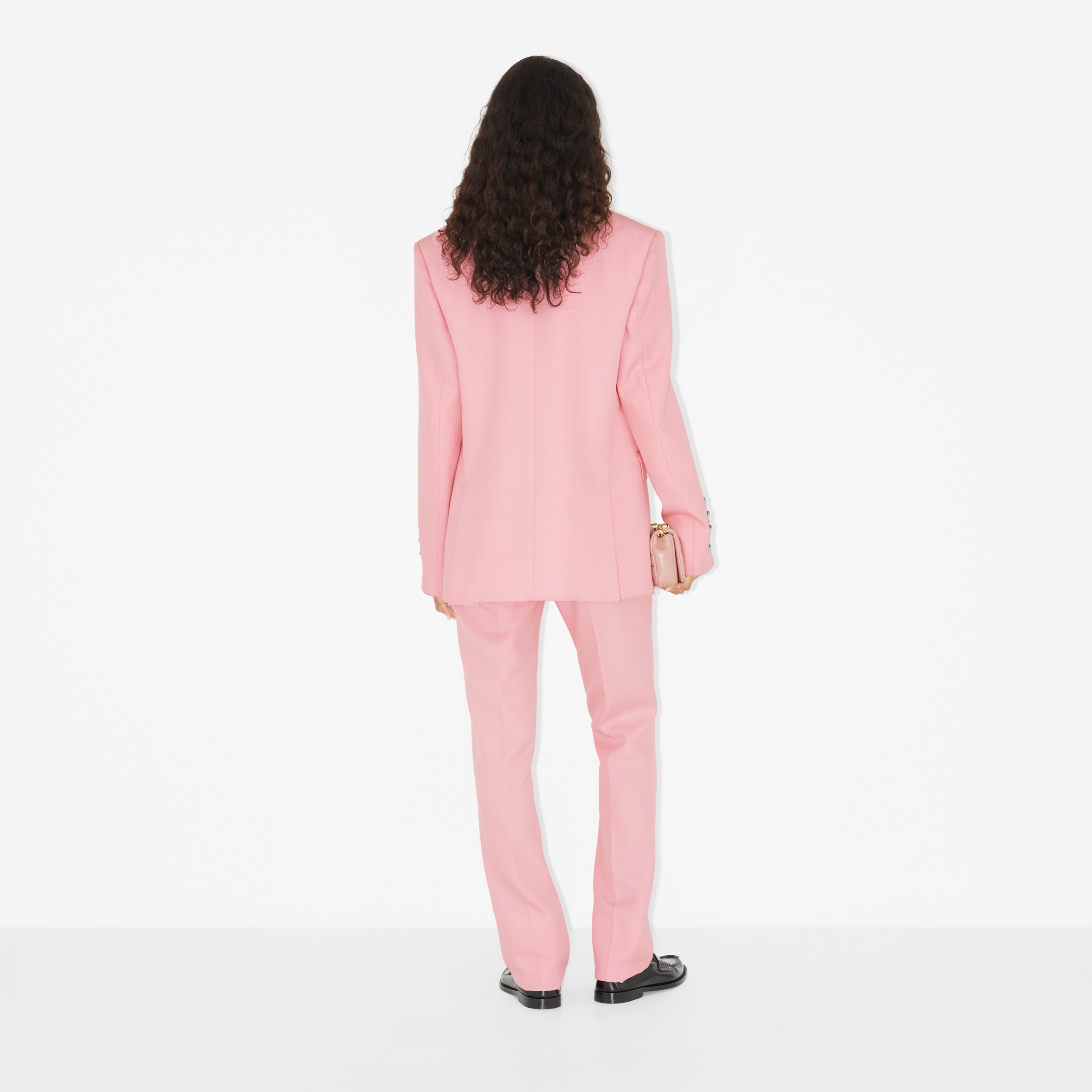 Chain-link Detail Grain de Poudre Wool Tailored Jacket in Seashell Pink - Women | Burberry® Official - 4