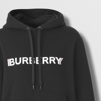Logo Print Cotton Oversized Hoodie in Black - Women | Burberry® Official