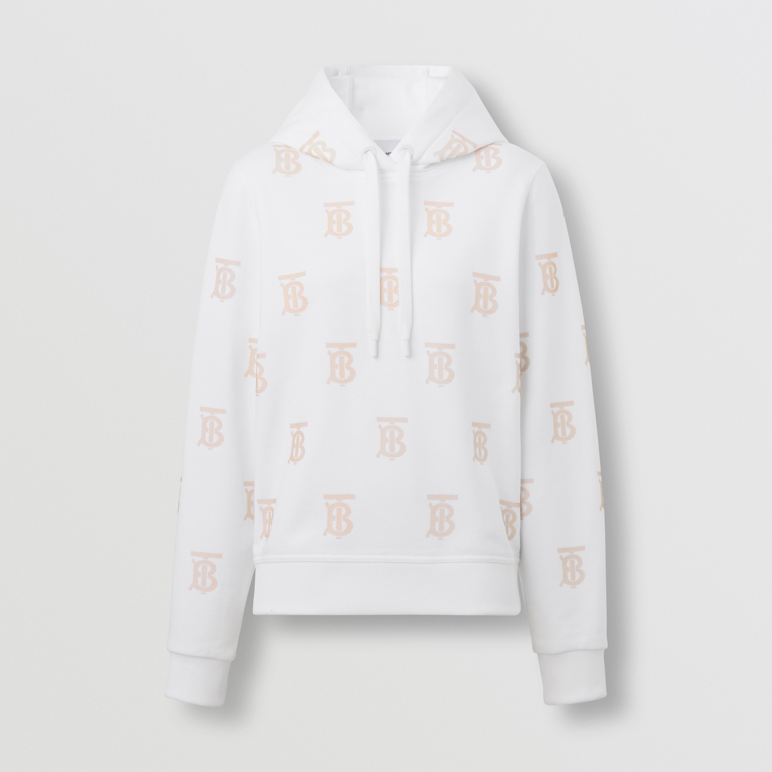 Monogram Motif Cotton Hoodie in White - Women | Burberry® Official - 4