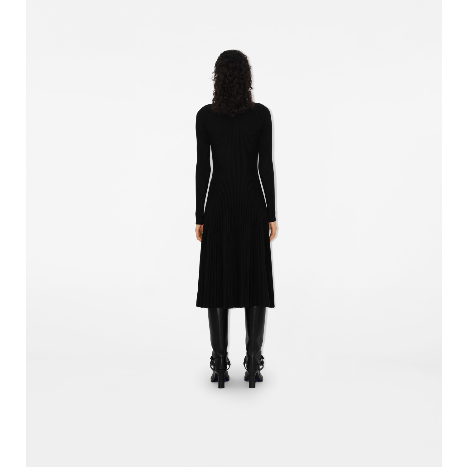 Wool Blend Dress in Black Women Technical Burberry Official