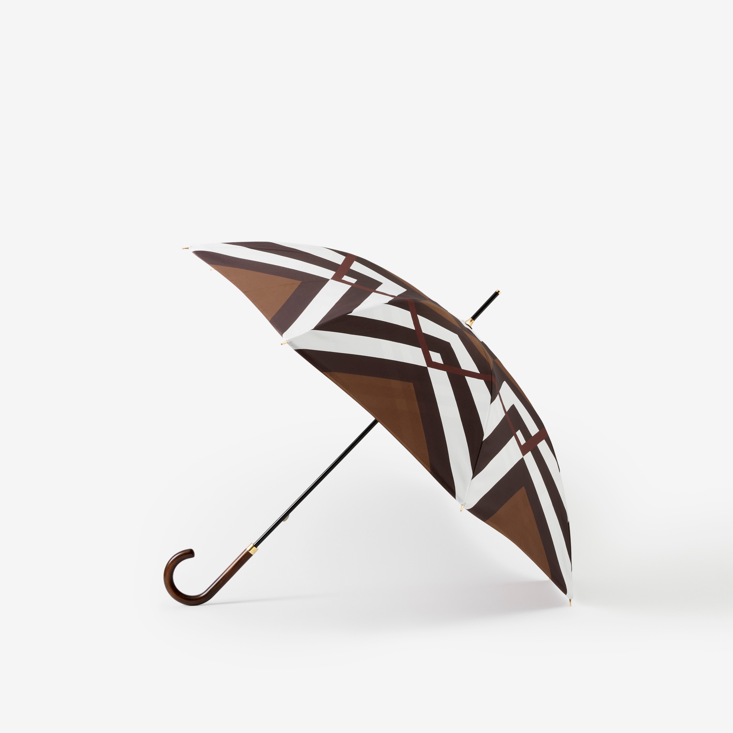 Chevron Check Print Umbrella in Dark Birch Brown | Burberry® Official