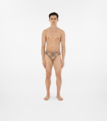 Check Swim Briefs in Sand Men Burberry Official