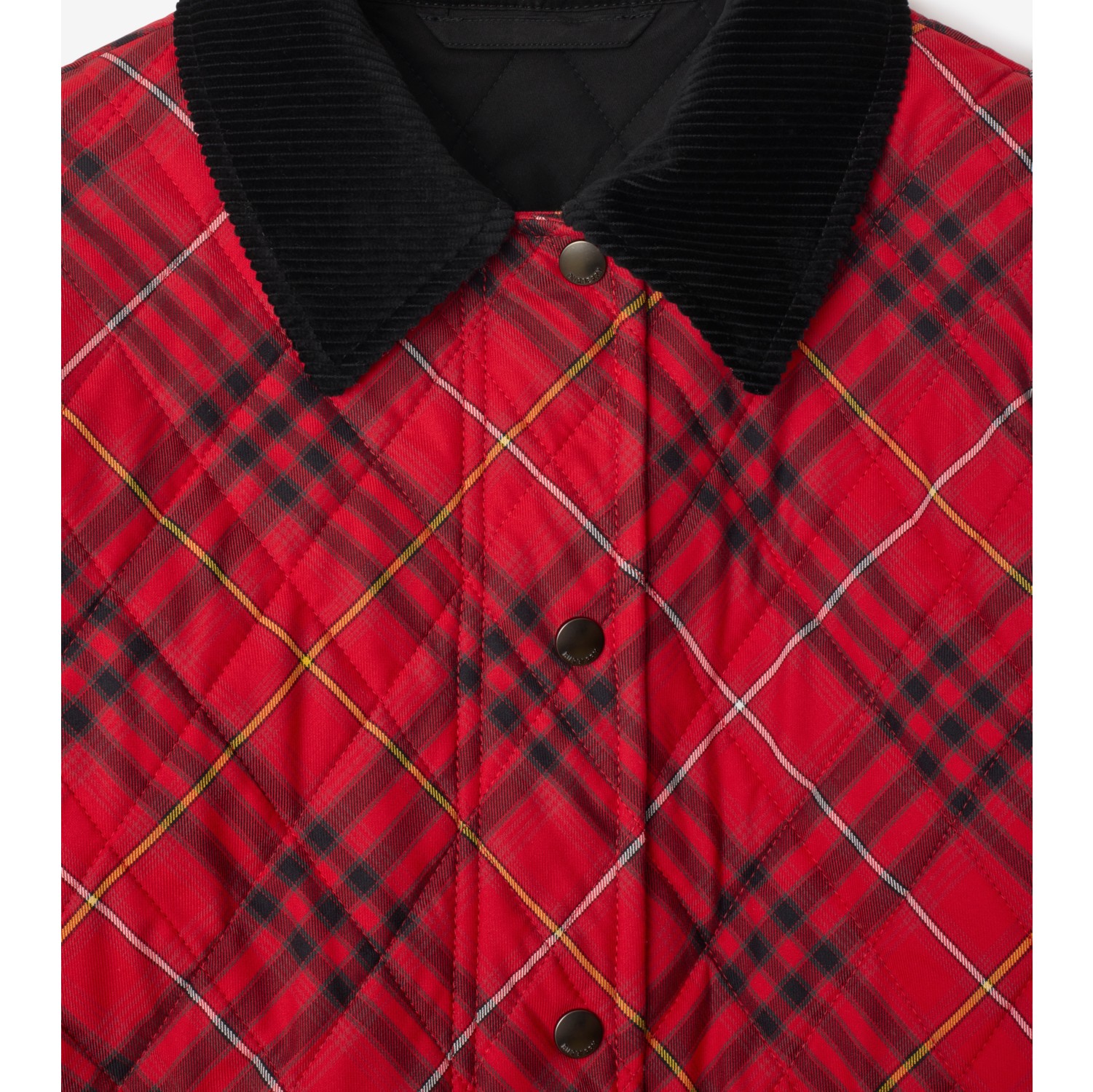 Cropped Check Cotton Quilted Jacket in Poppy red - Women