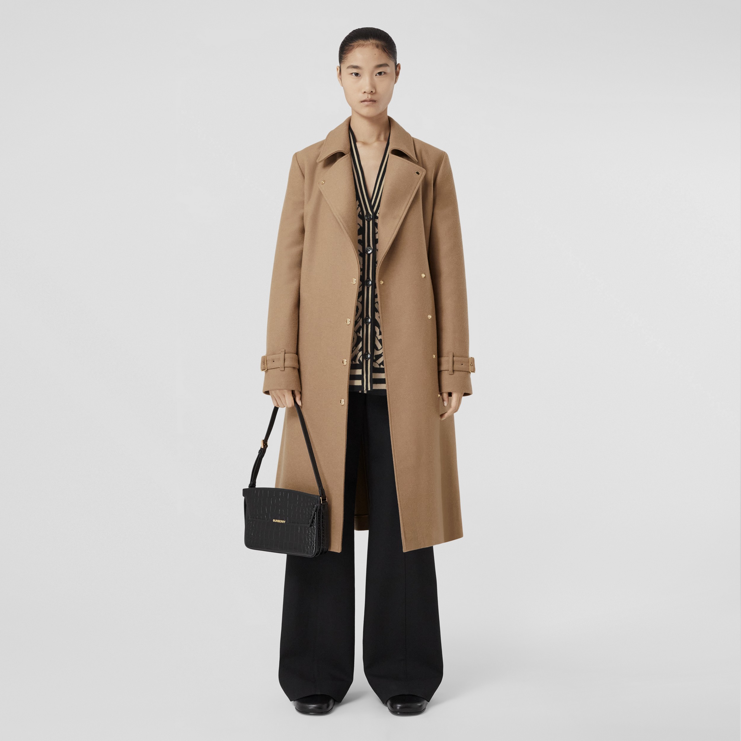 Wool Cashmere Tailored Coat in Camel Melange - Women | Burberry® Official - 1