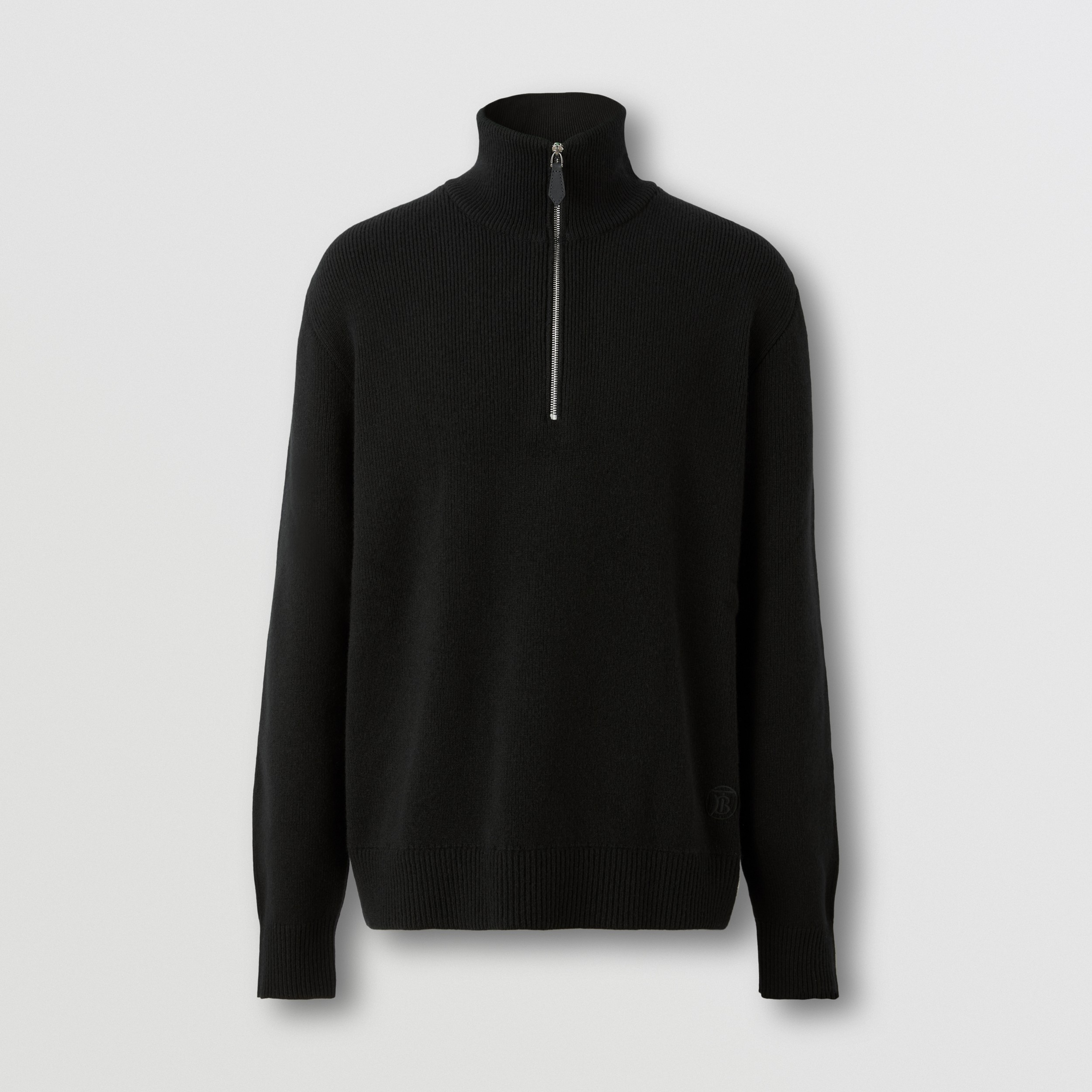 Suéter de cashmere com gola rolê e monograma (Preto) - Homens | Burberry® oficial - 4