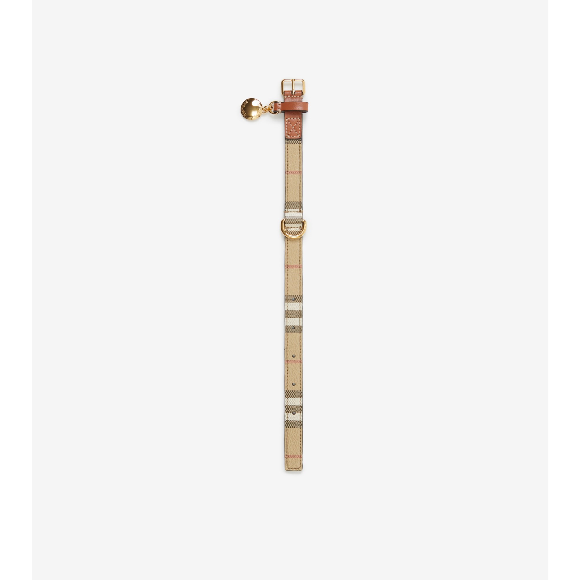 Small Check Dog Collar in Archive beige briar brown Women Vintage Check Burberry Official