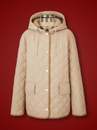 Soft Fawn Logo Detail Diamond Quilted Hooded Jacket