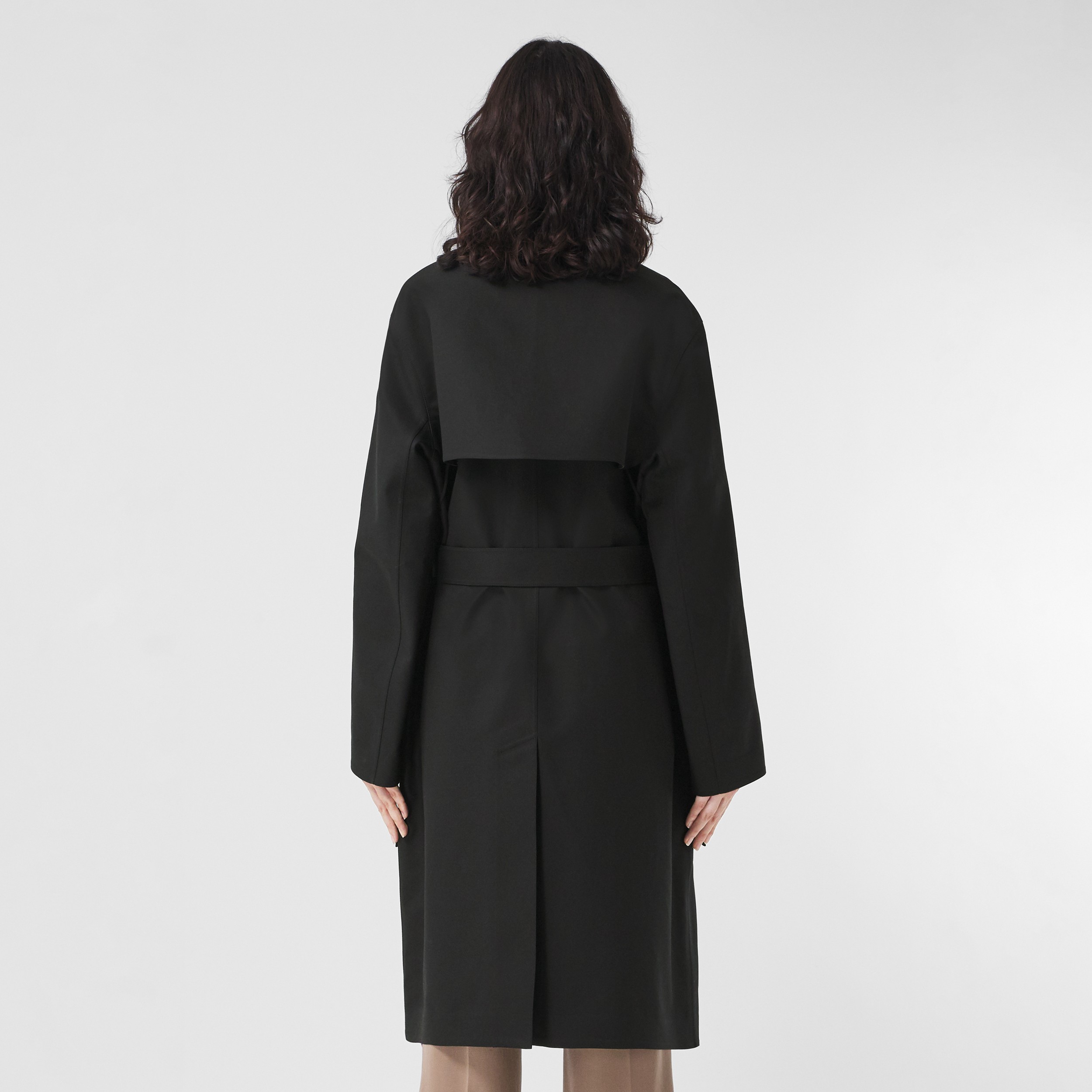 Cotton Belted Car Coat in Black/stripe - Women | Burberry® Official - 3
