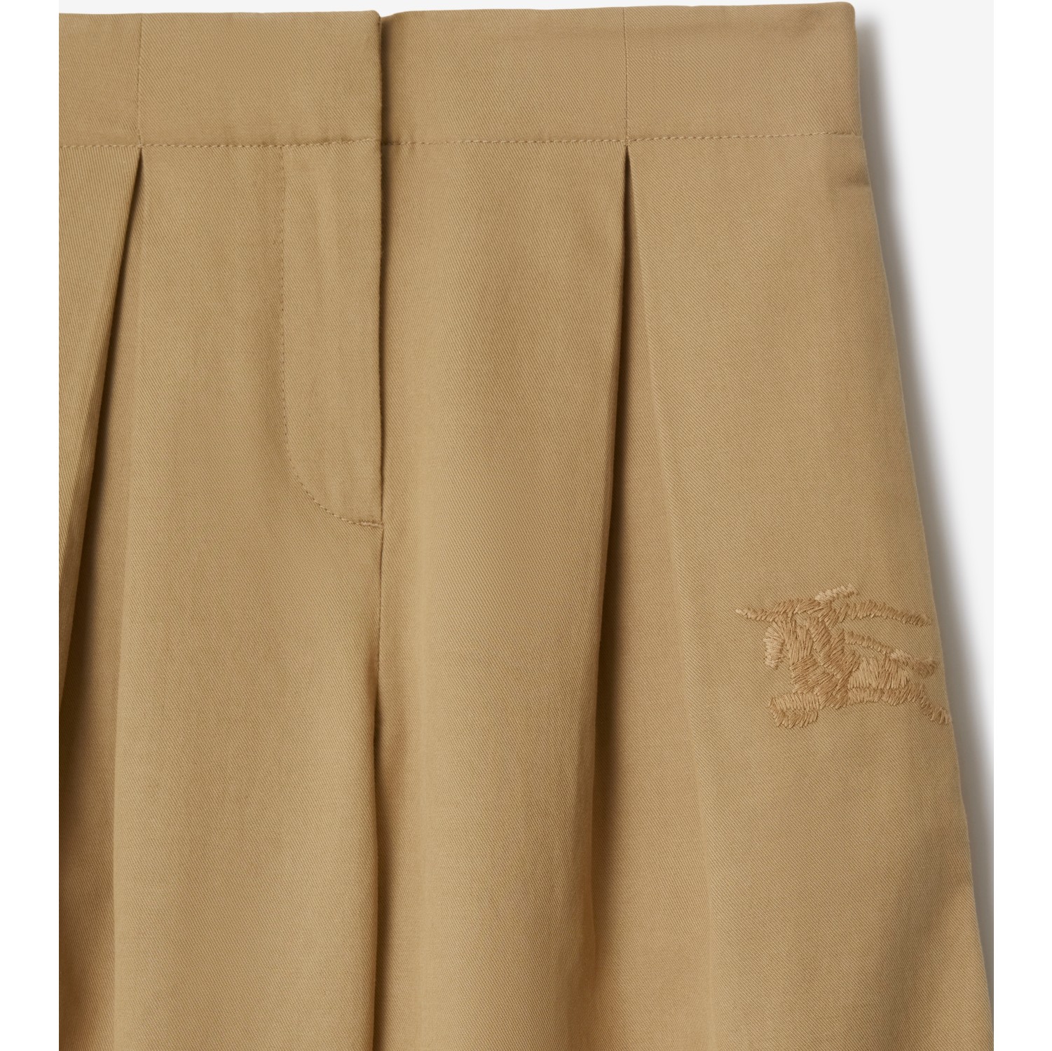 Pleated Cotton Blend Trousers