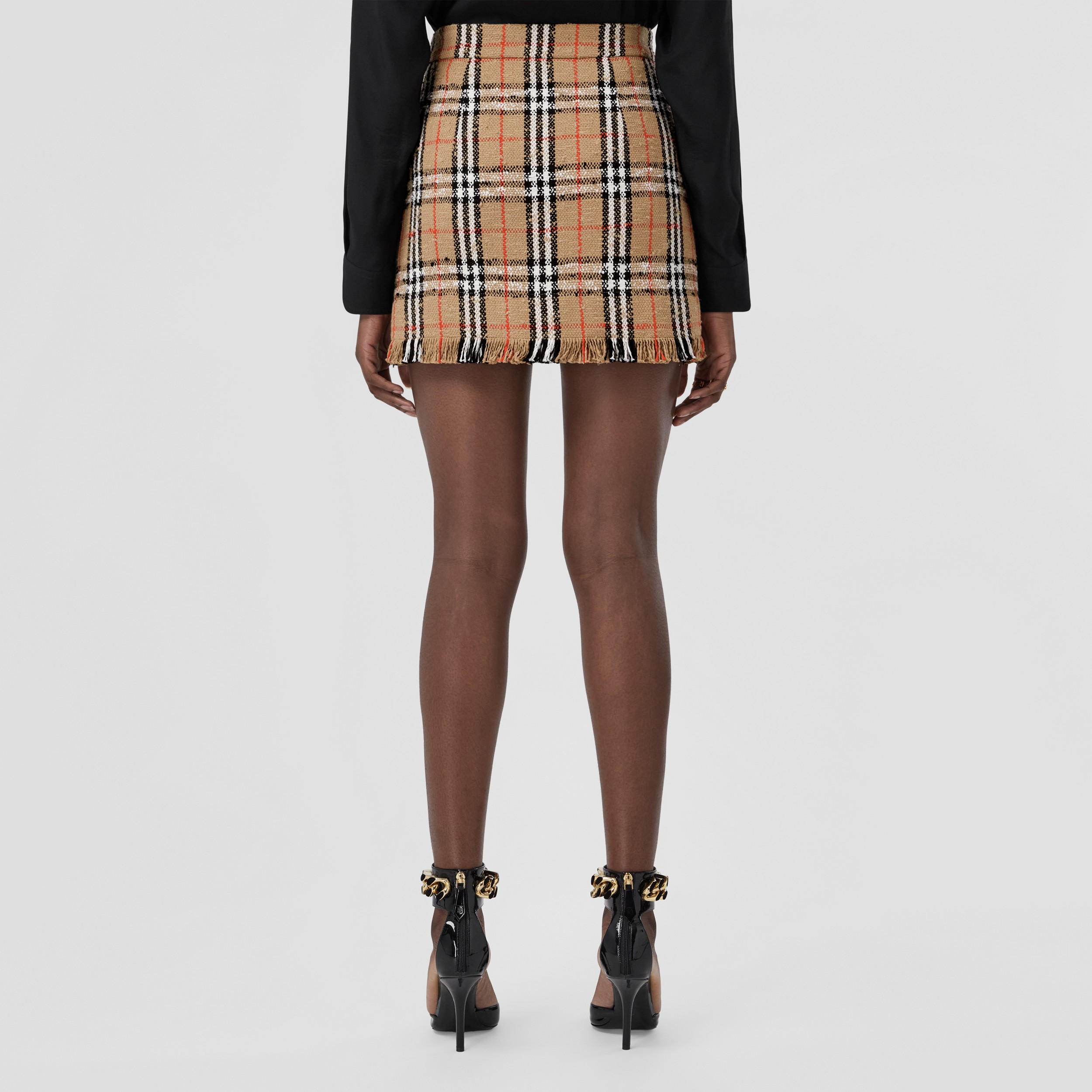 Vintage Check Bouclé Mini Skirt in Archive Beige - Women | Burberry® Official - 3