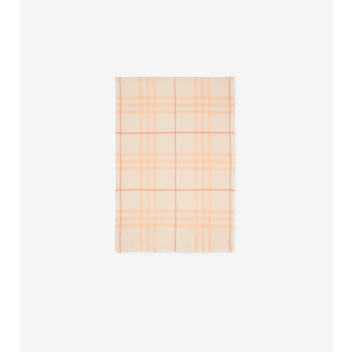 Shop Burberry Check Wool Silk Scarf In Cameo