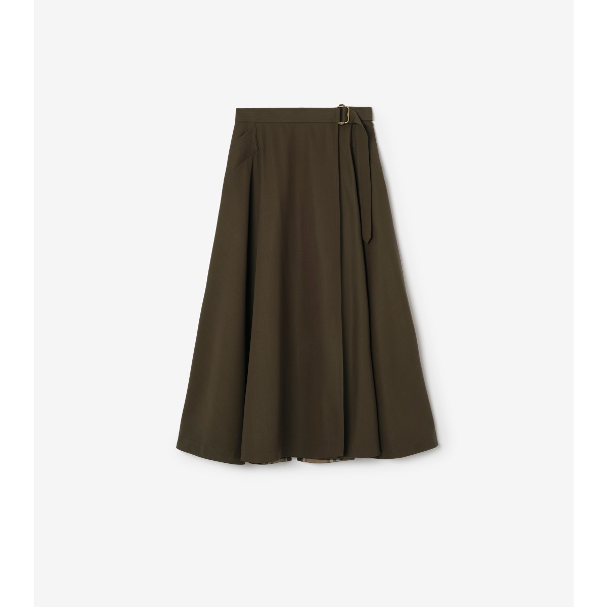  Check Twill Midi Skirt