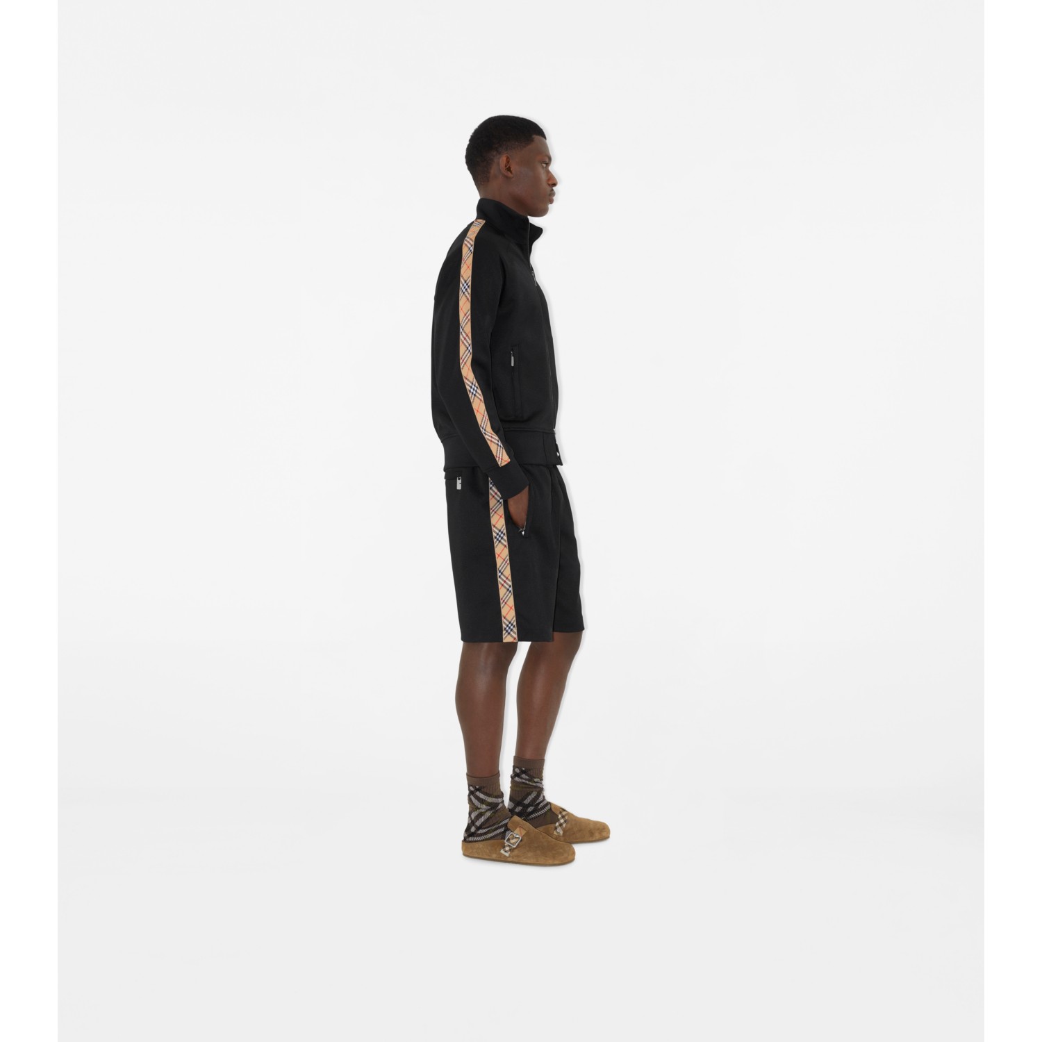 Check Trim Cotton Blend Shorts - thumbnail 2