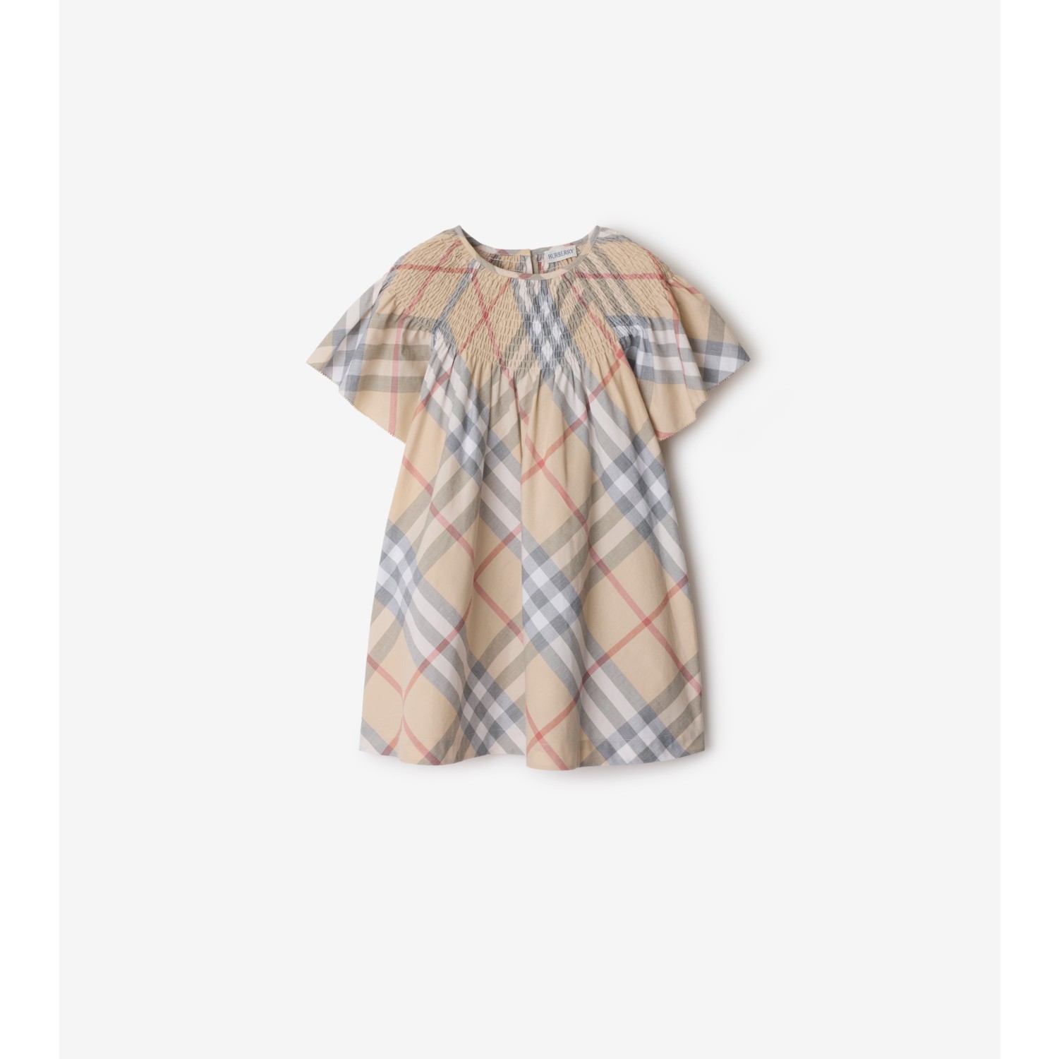 Check Cotton Dress in Pale stone Burberry Official