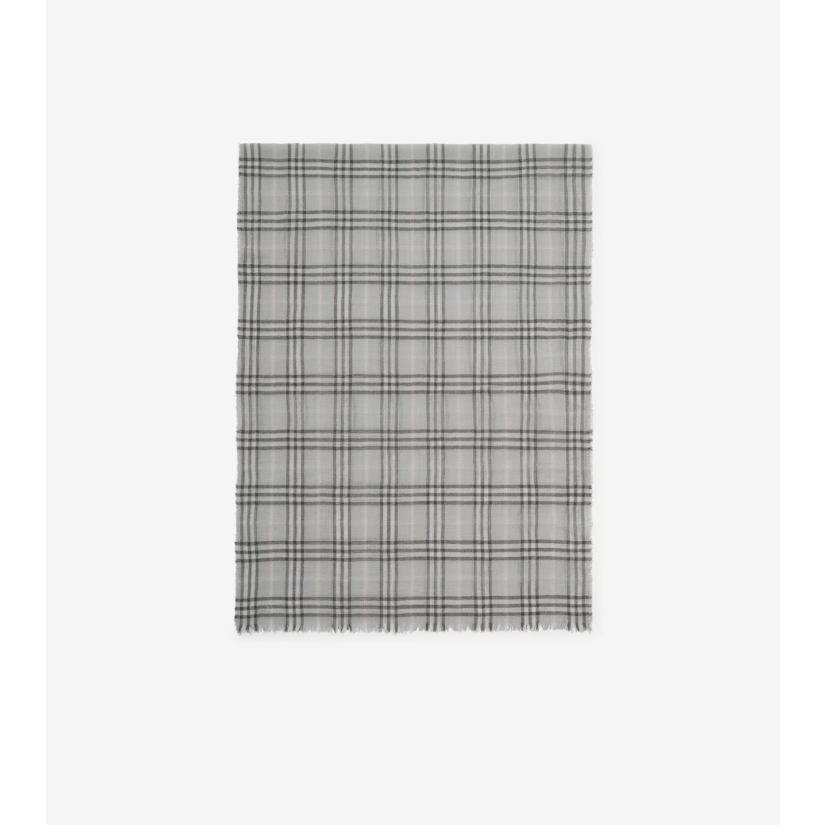  Check Wide Wool Silk Blend Scarf