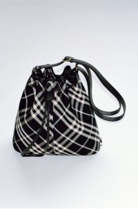 Mini Check Bucket Bag in Black/Calico