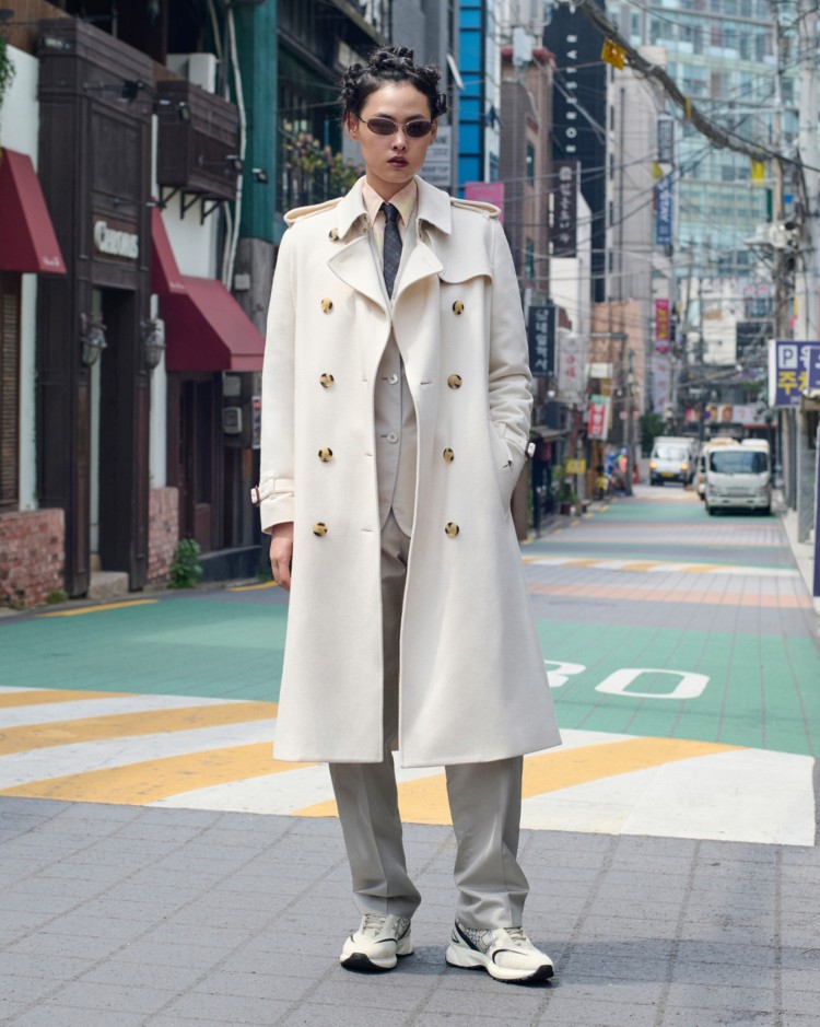 ロング カシミア ケンジントン トレンチコート (アイボリーホワイト