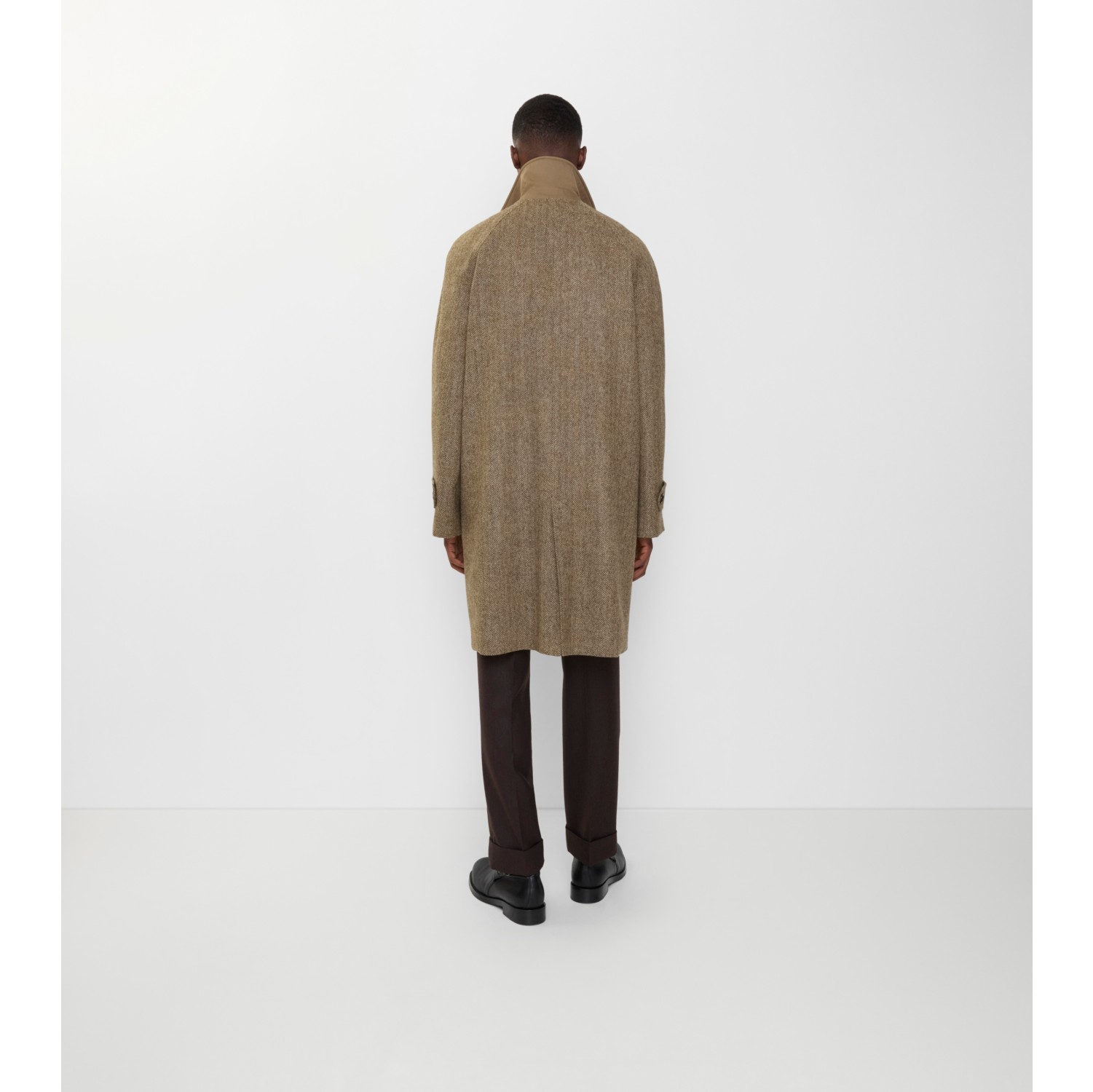 Long Reversible Herringbone Wool Car Coat