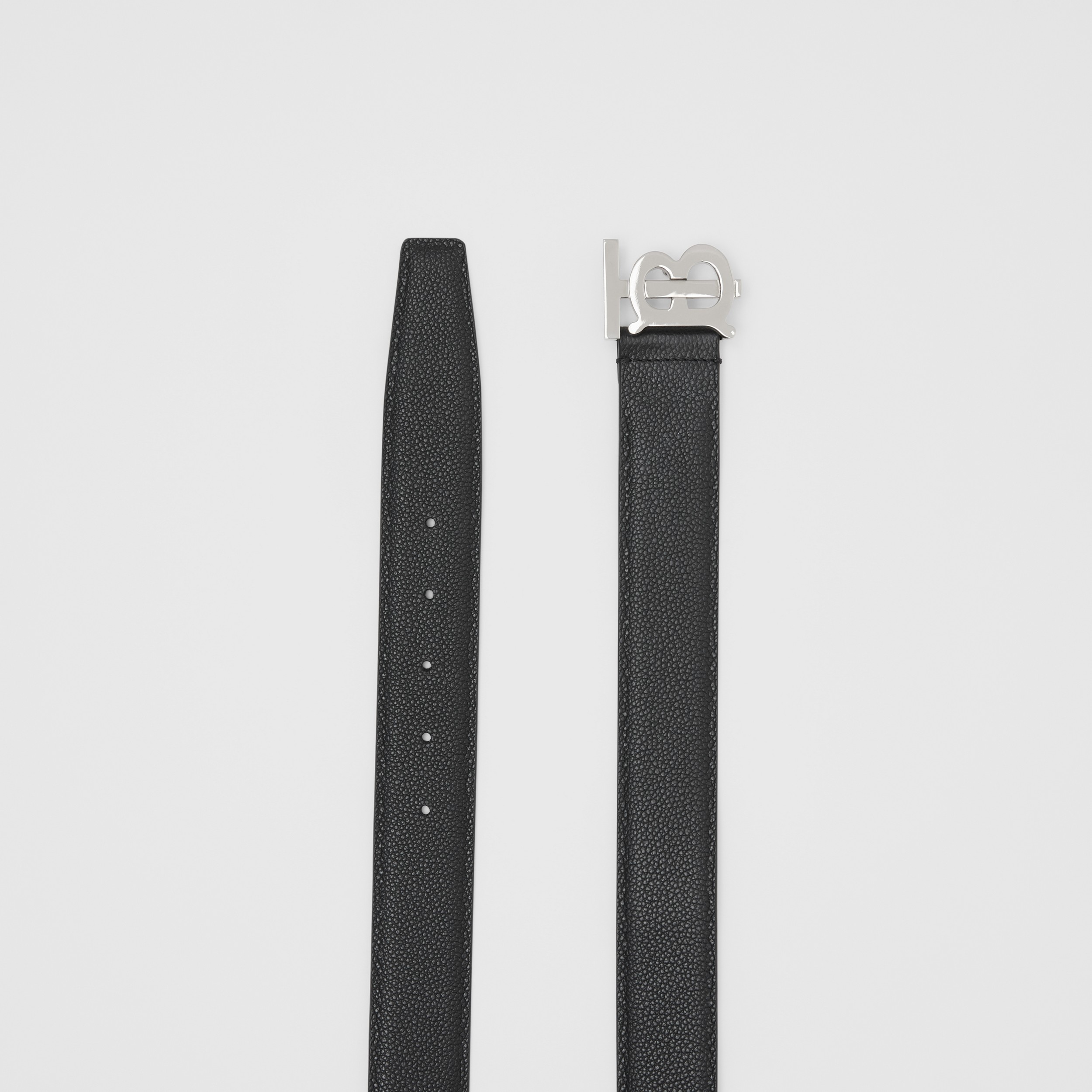 Grainy Leather TB Belt in Black/palladium - Men | Burberry® Official - 4