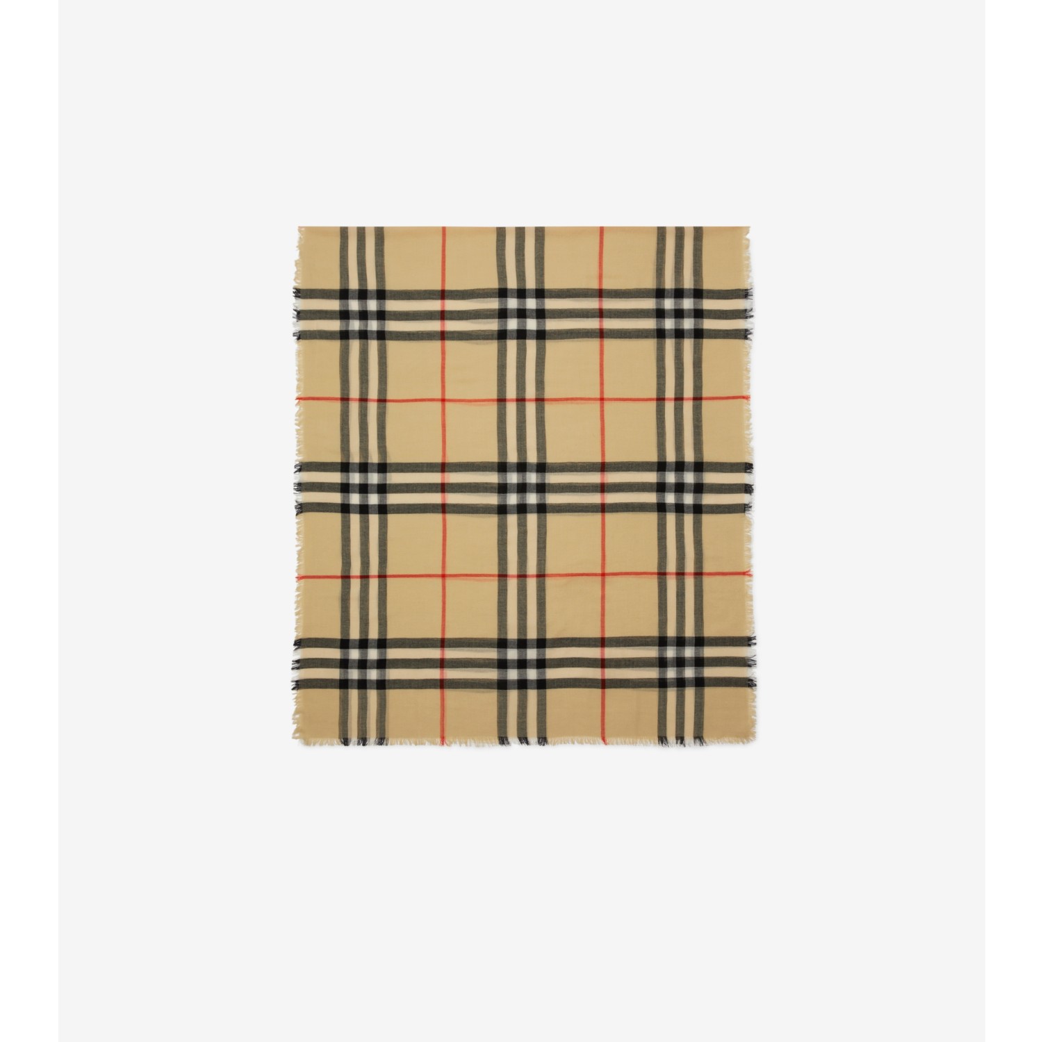 Check Wool Scarf in Sand | Burberry® Official