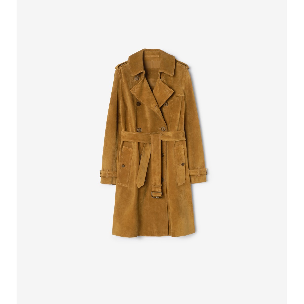  Check Mid-length Suede Kensington Trench Coat