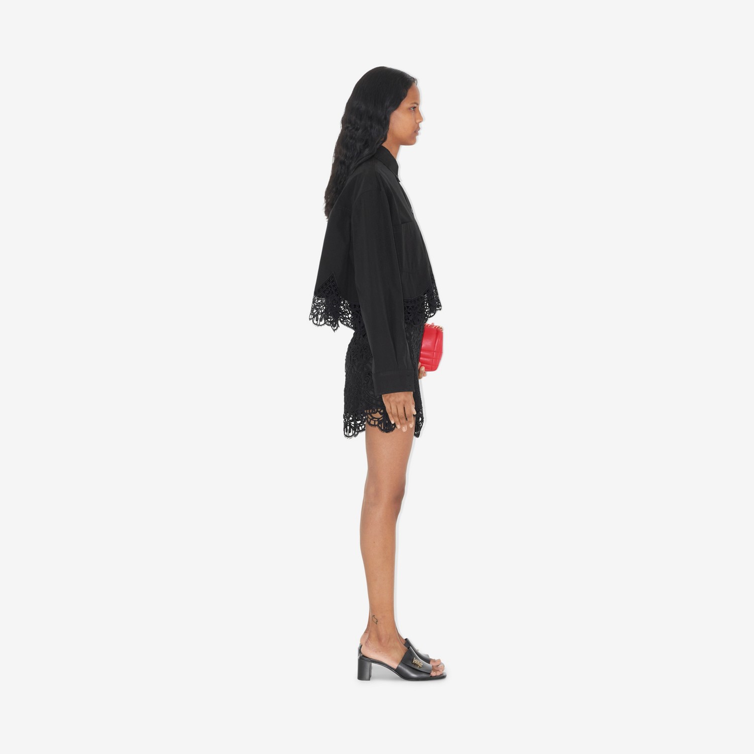 Pantalones cortos en encaje de macramé (Negro) - Mujer | Burberry® oficial