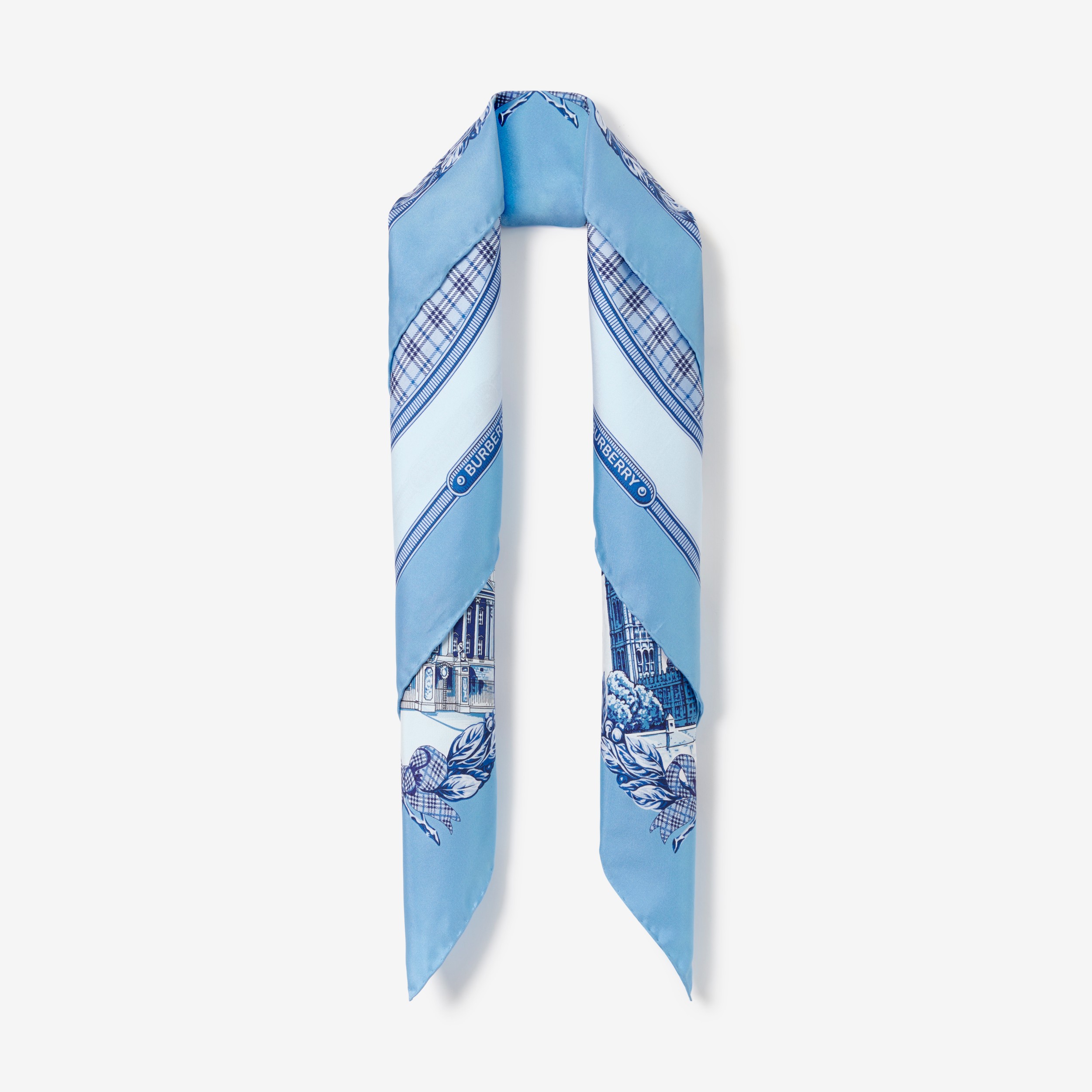 Monuments Print Silk Square Scarf in Foxglove Blue | Burberry® Official