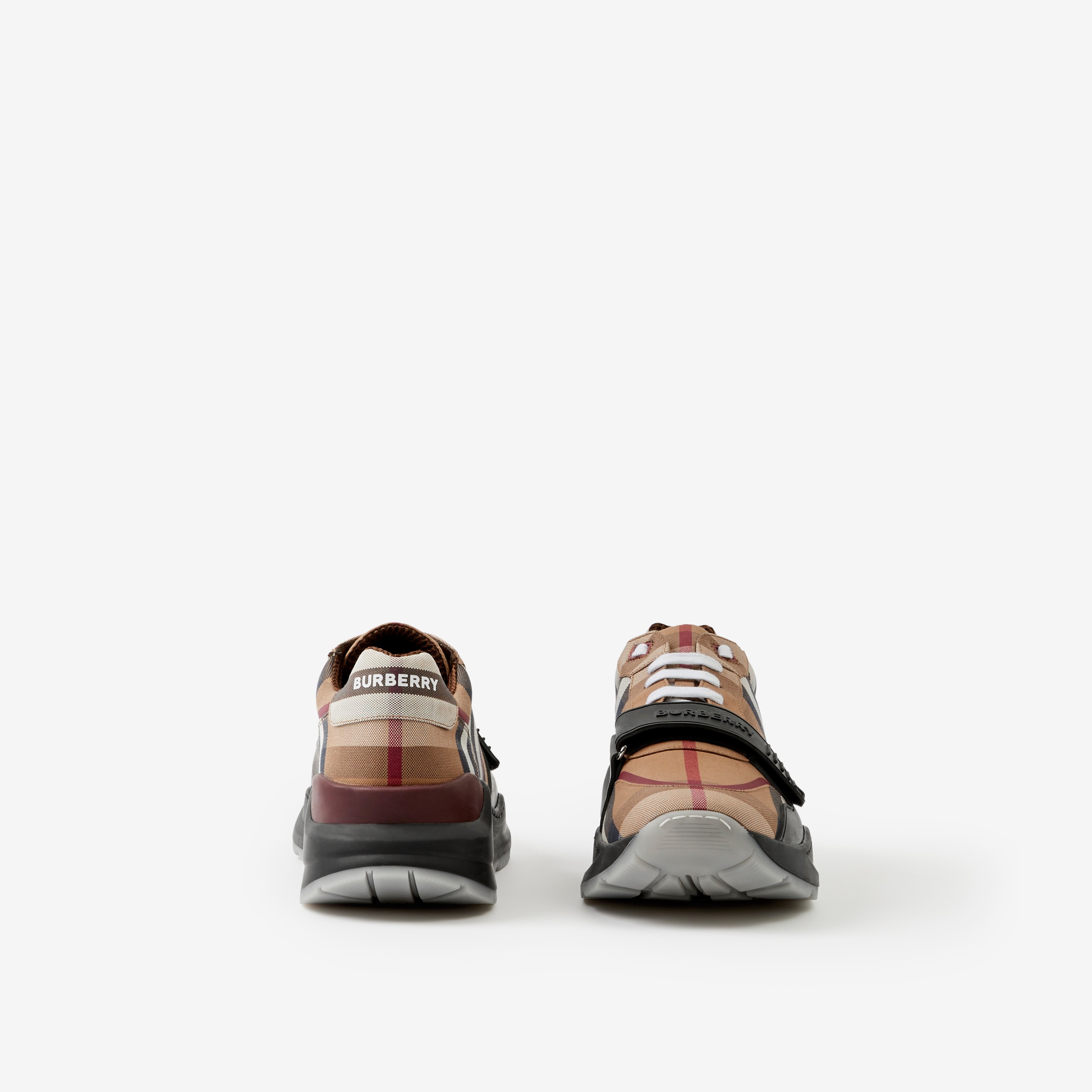 Check Cotton Sneakers in Birch Brown - Men | Burberry® Official - 4