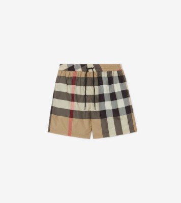 Check Swim Shorts in Archive beige Men Burberry Official