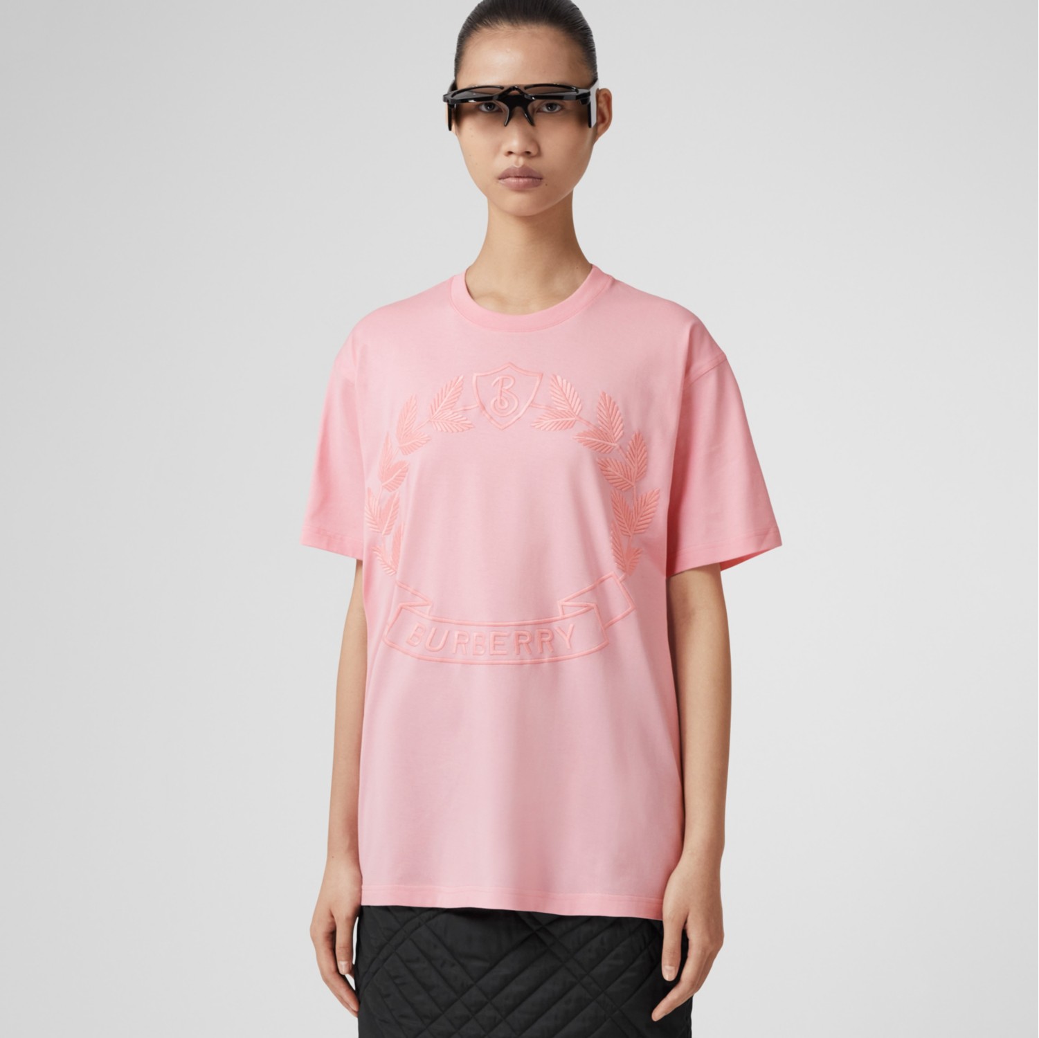 Oak Leaf Crest Cotton Oversized T-shirt in Candy Pink - Women ...