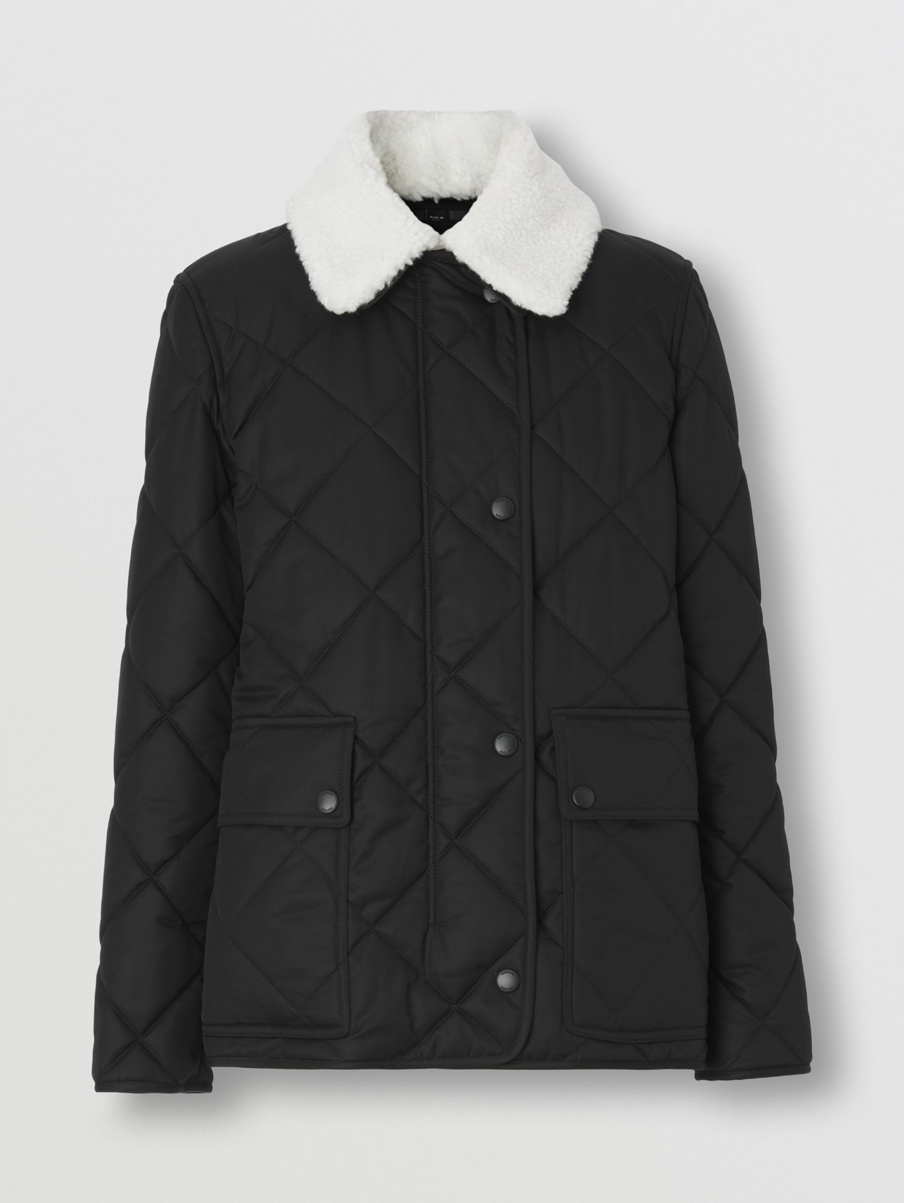 Diamond Quilted Cotton Gabardine Jacket in Black