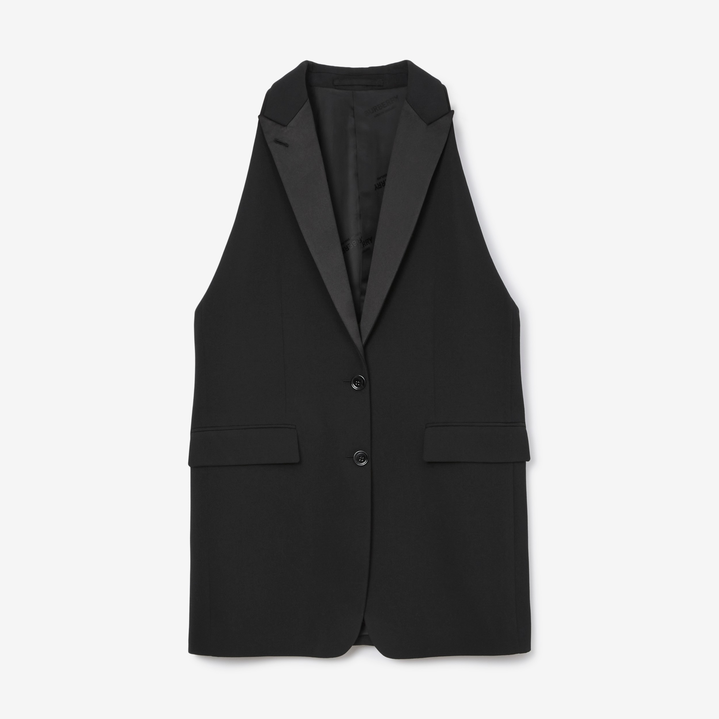 Sleeveless Wool Tailored Jacket in Black - Women | Burberry® Official - 1