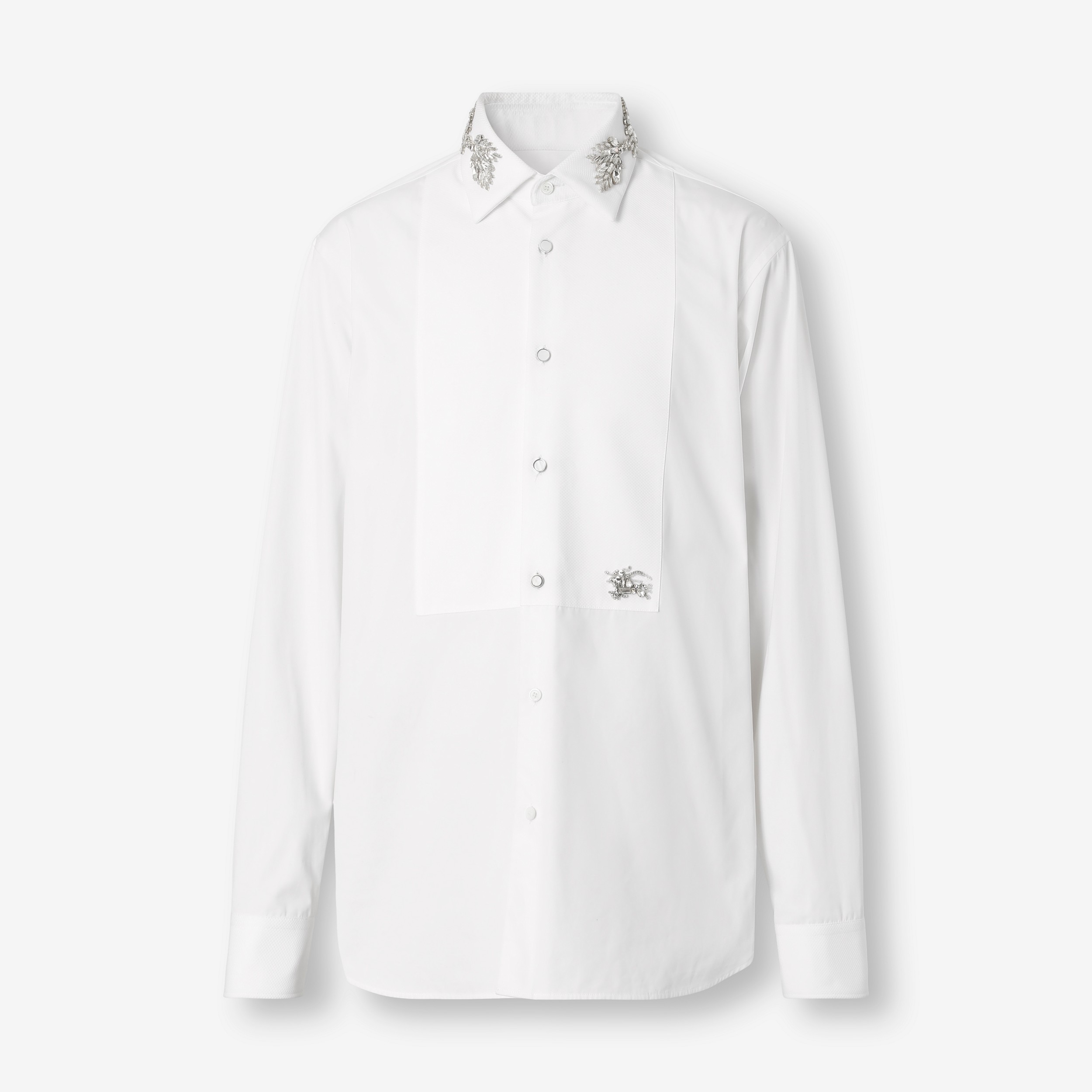 Camicia in cotone con EKD in cristalli e vestibilità slim (Bianco) - Uomo | Sito ufficiale Burberry® - 1