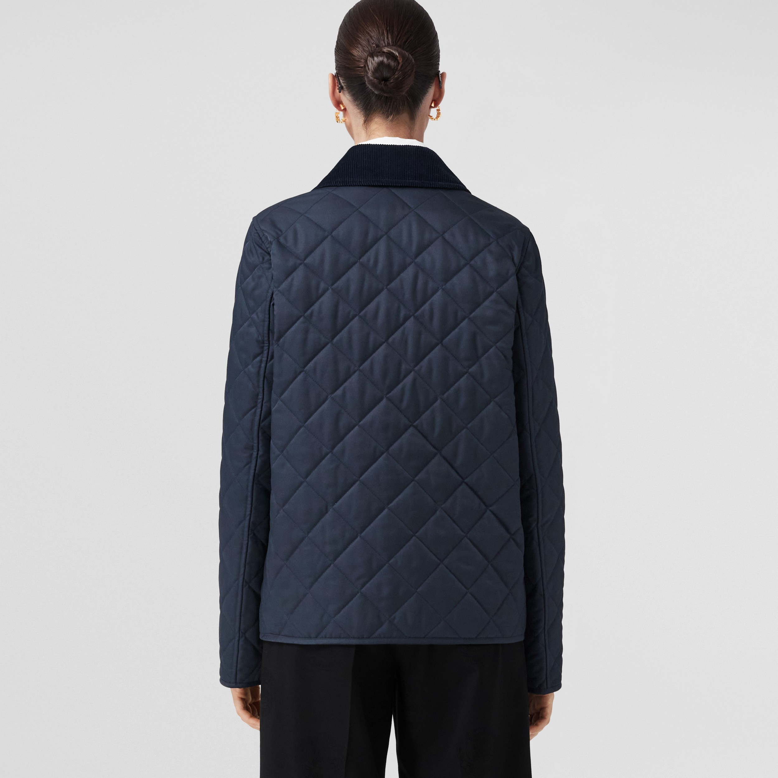 Corduroy Collar Diamond Quilted Jacket in Midnight - Women | Burberry® Official - 3