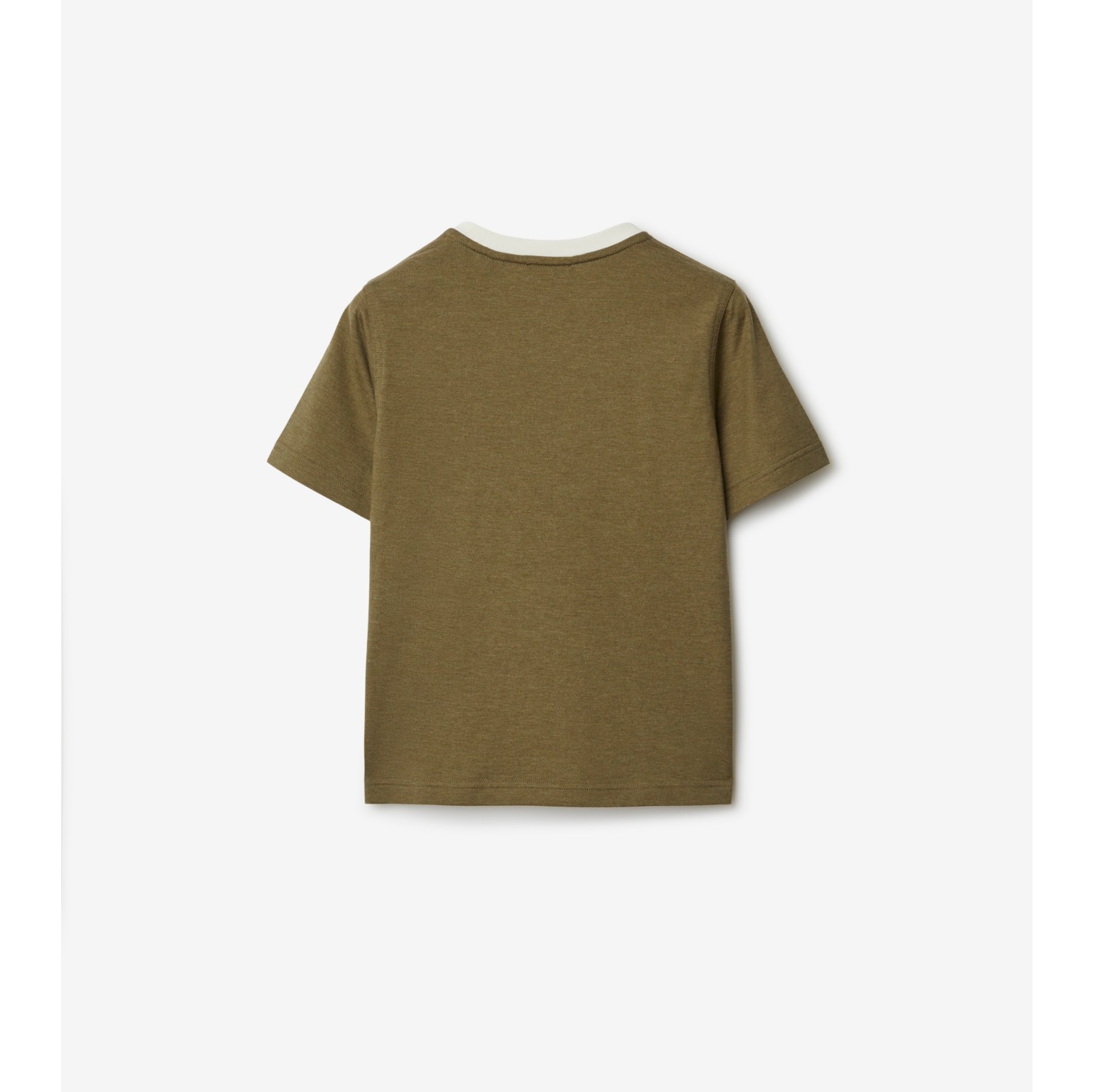 Two tone Cotton T shirt in Dark khaki green melange Burberry Official