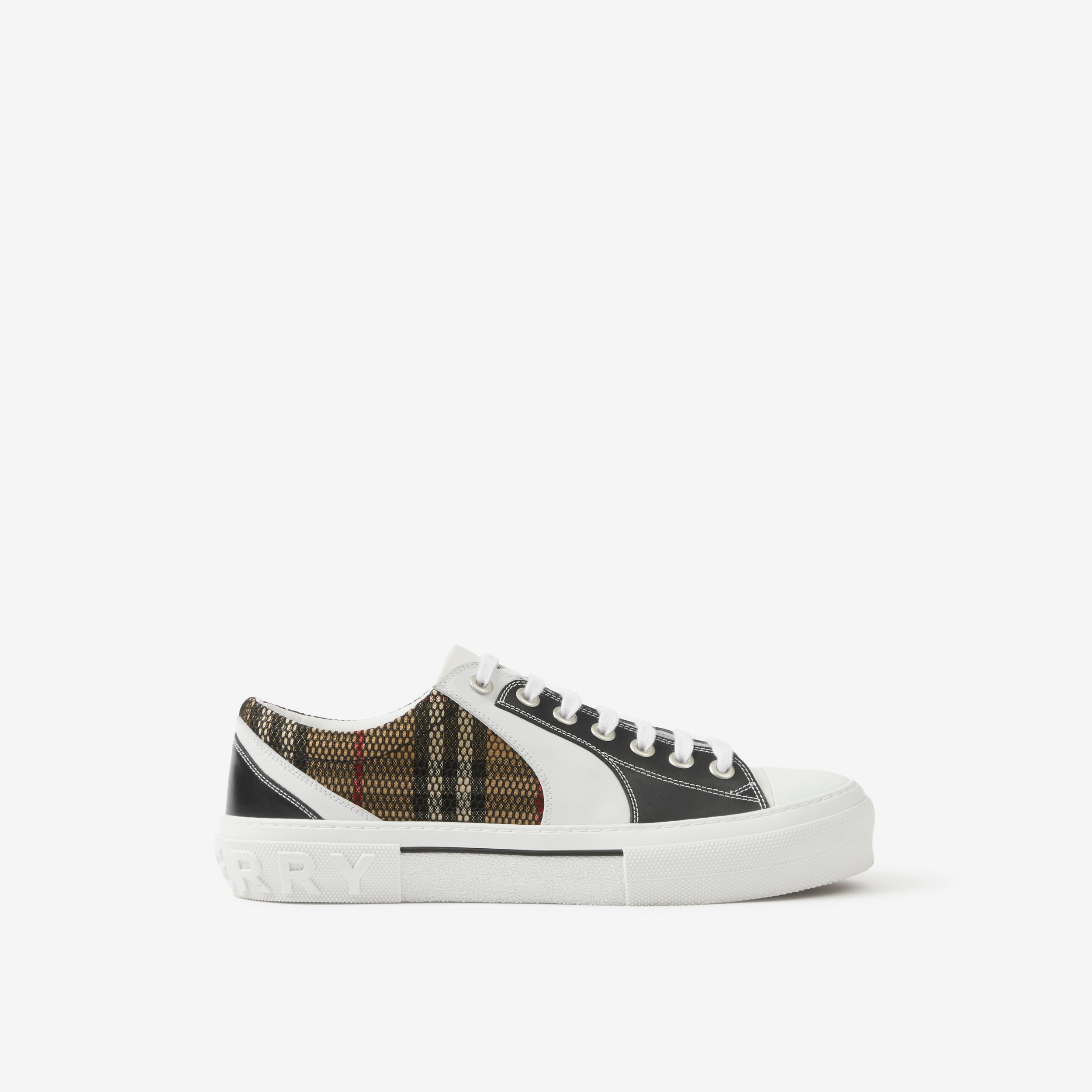 Vintage Check Cotton, Mesh and Leather Sneakers in Black/white - Men | Burberry® Official - 2