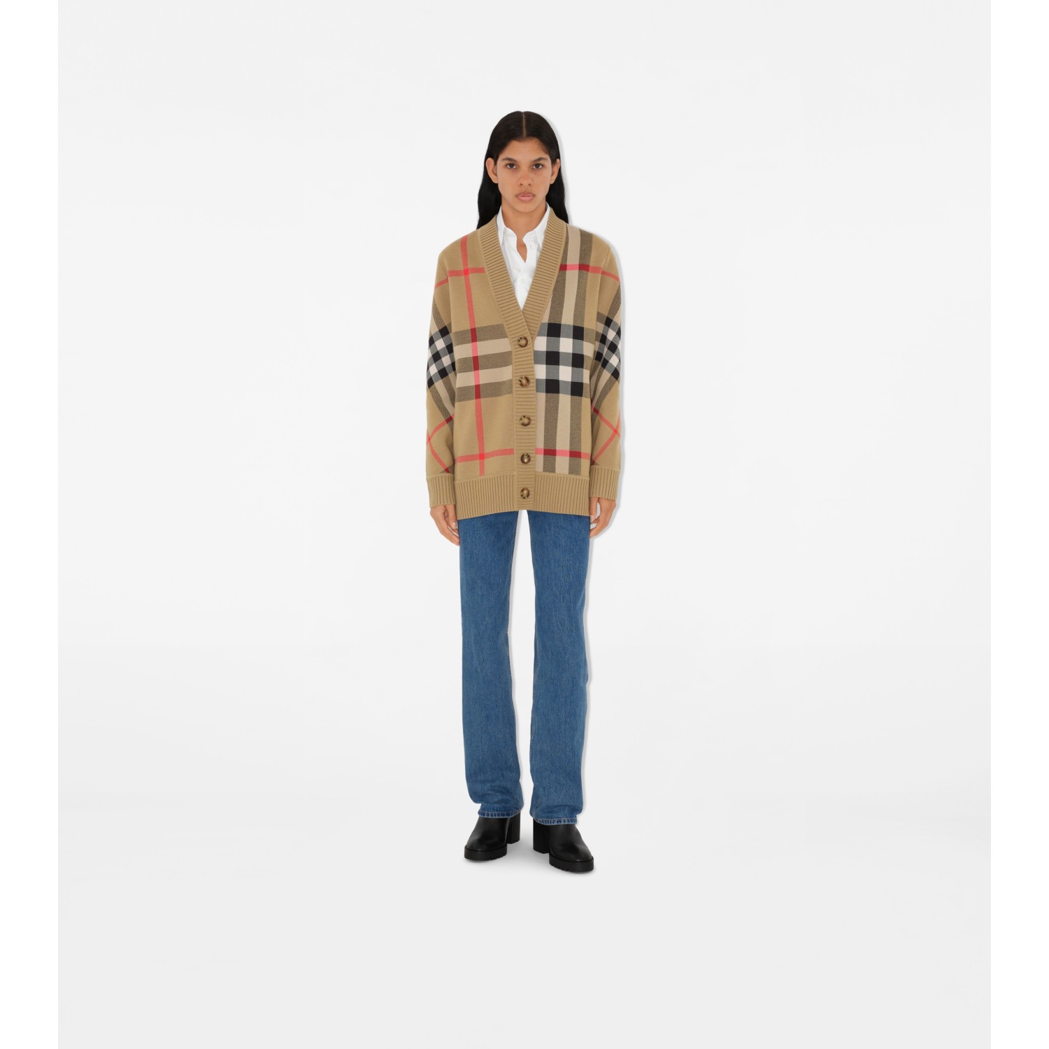 Check Wool Blend Cardigan - thumbnail 2
