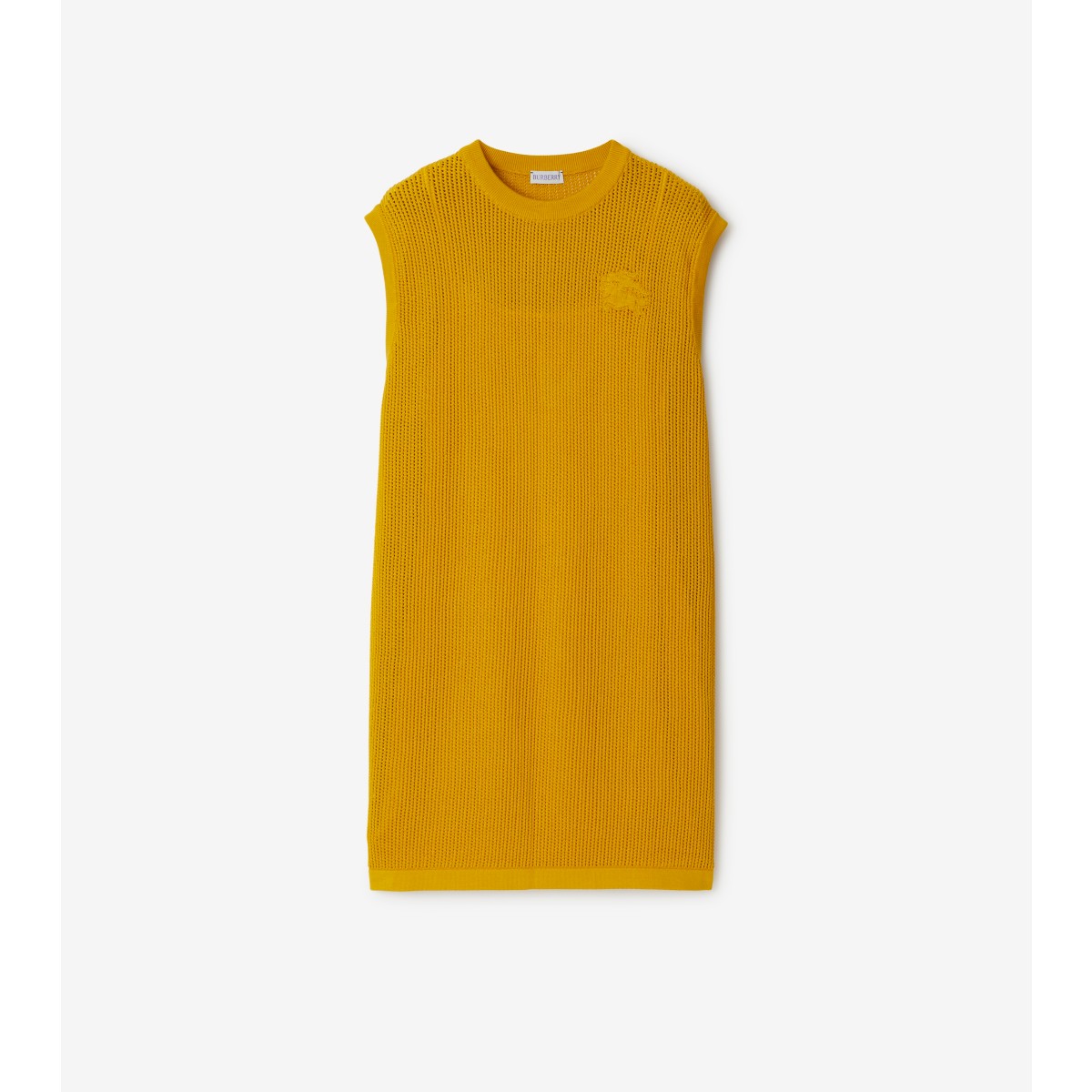 Shop Burberry Cotton Mesh Dress In Sunflower