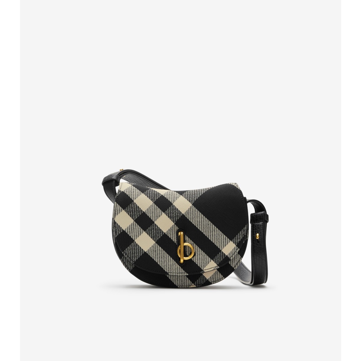 Burberry Rocking Horse Medium Check Crossbody Bag In Black