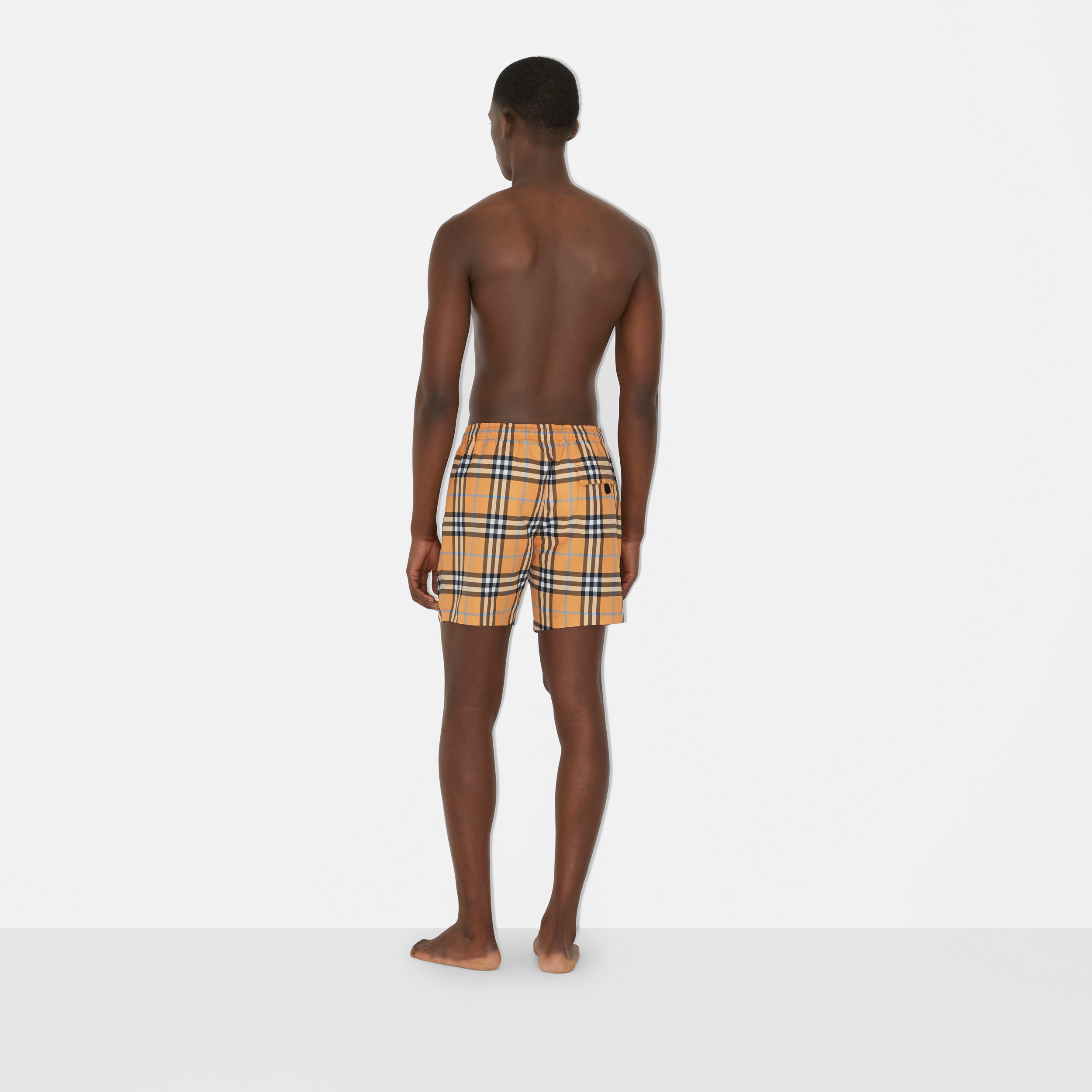 Check Drawcord Swim Shorts in Dusty Orange - Men | Burberry® Official - 4