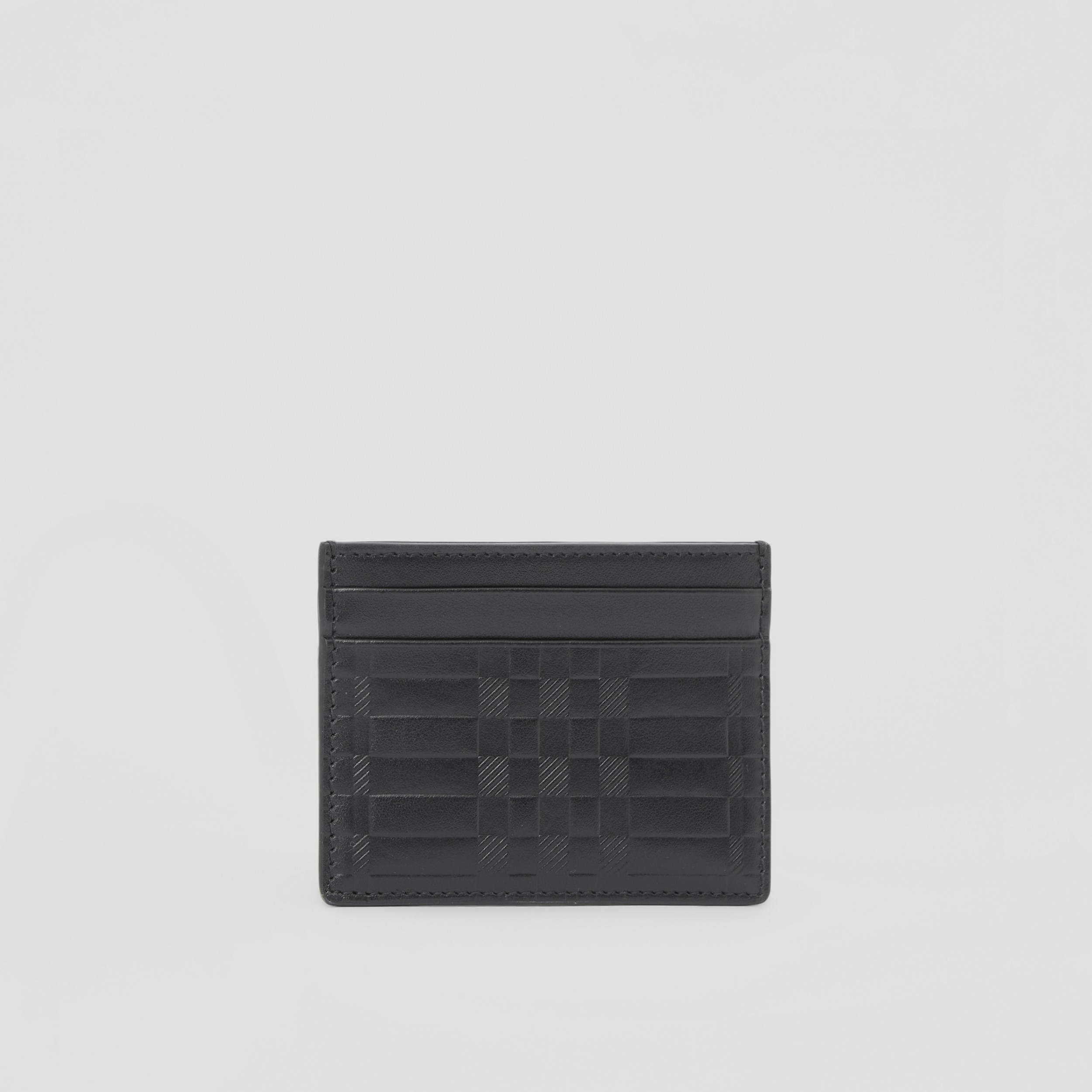 Embossed Check Leather Card Case in Black - Men | Burberry® Official - 4