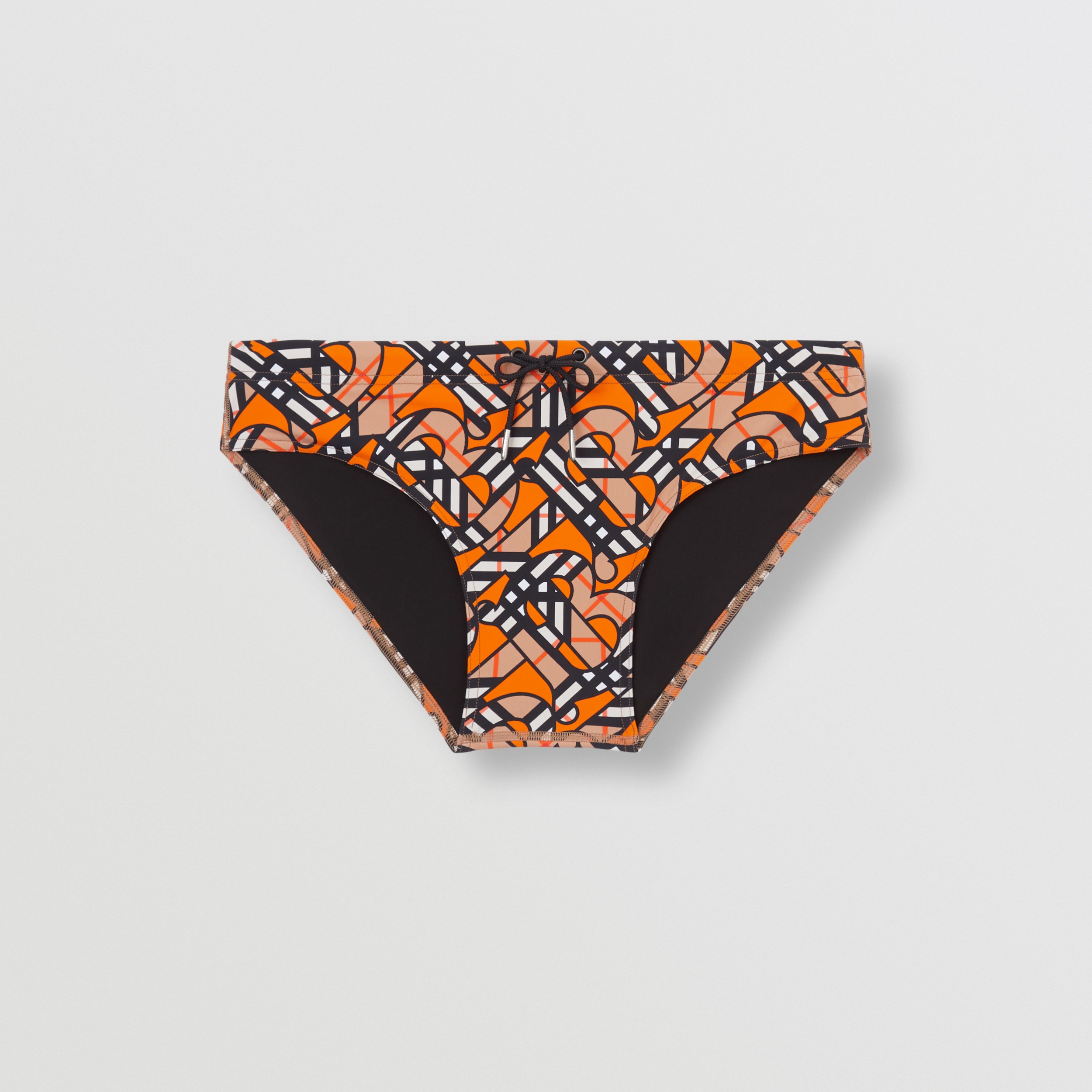 Monogram Print Swim Briefs in Black/orange Men Burberry® Official