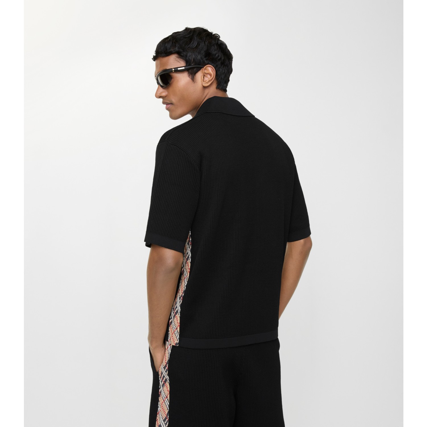 Check Trim Cotton Polo Shirt in Black - Men | Burberry® Official